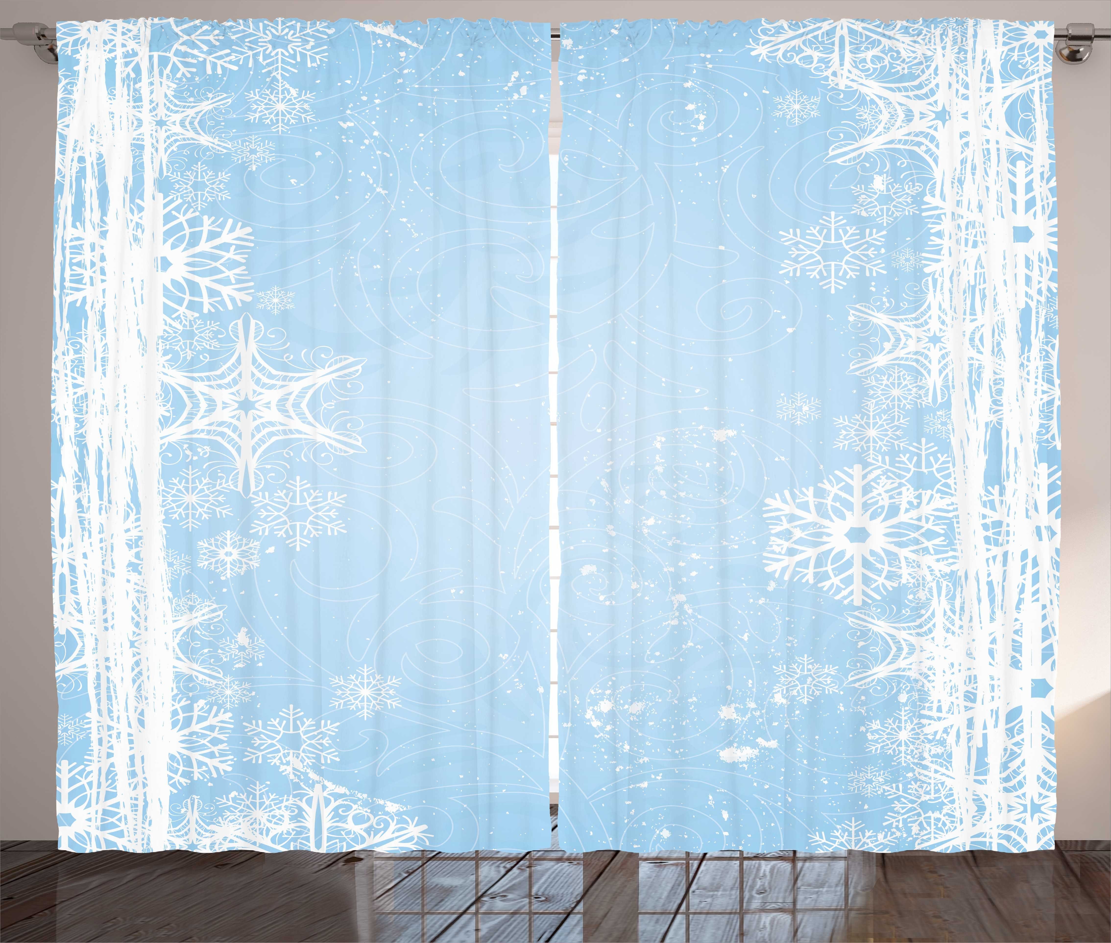 Gardine Schlafzimmer Kräuselband Vorhang mit Abakuhaus, Schlaufen und Weihnachtsschneeflo Haken, Winter Weich