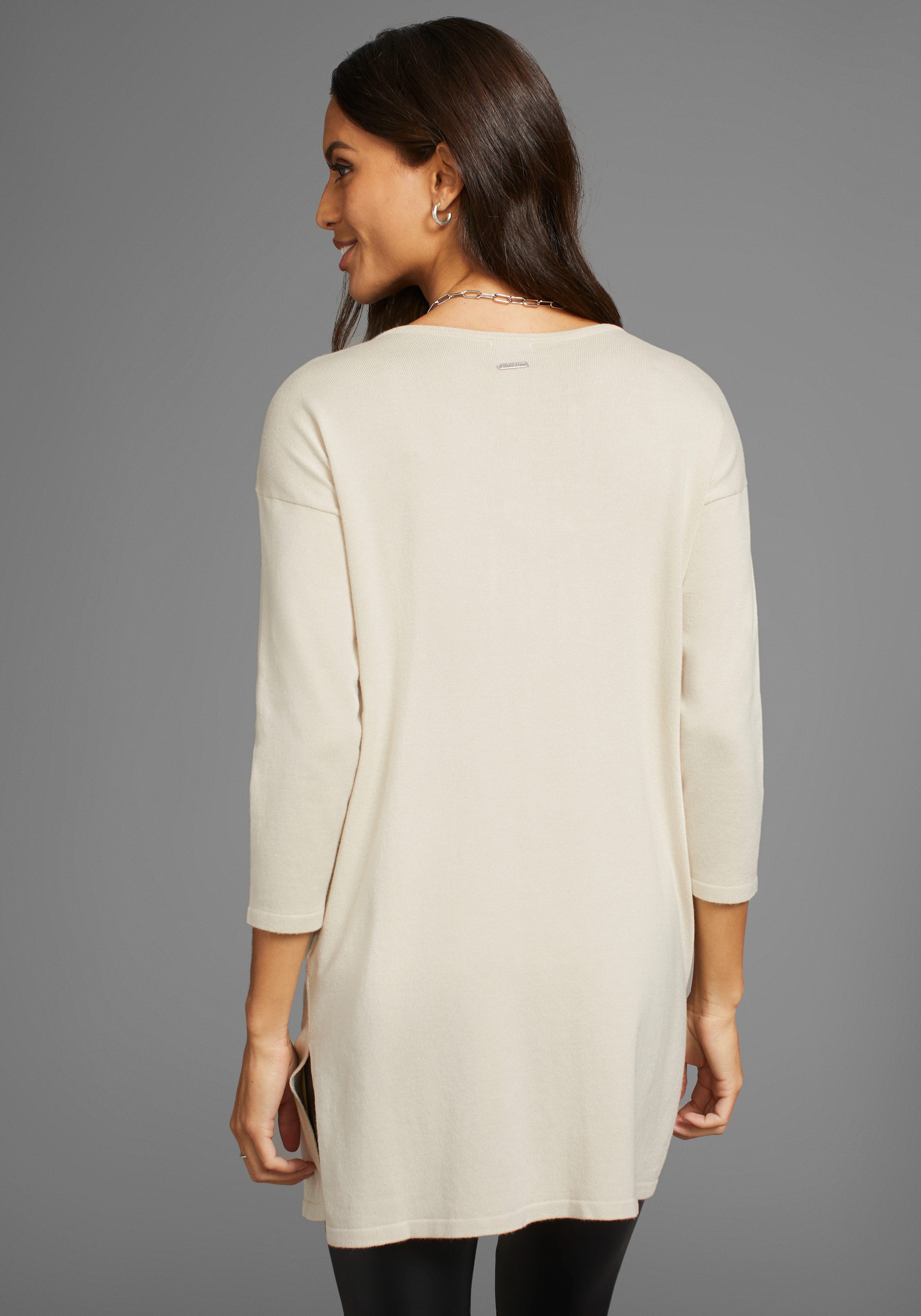 Laura Scott Strickpullover mit 3/4 Ärmeln und Nietendetail günstig online kaufen