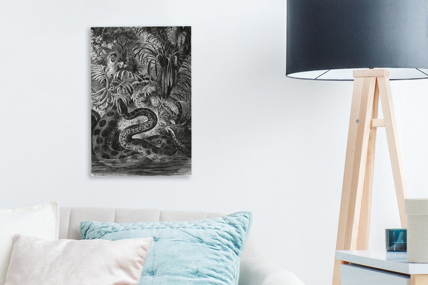 Anakonda St), Gemälde, (1 in Leinwandbild bespannt fertig einer schwarz-weiß, cm OneMillionCanvasses® inkl. Zackenaufhänger, 20x30 Leinwandbild Illustration