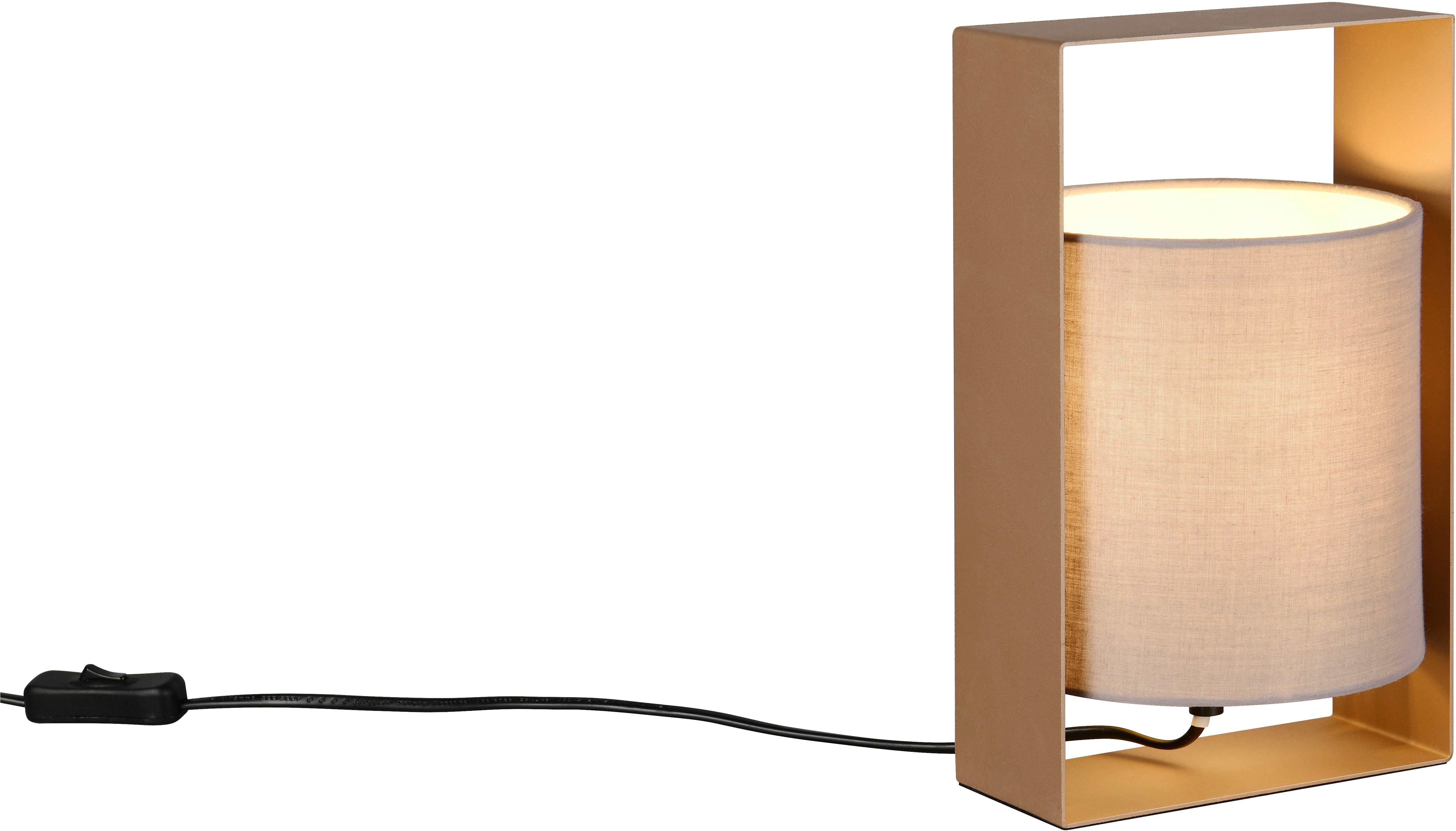 Reality Leuchten Tischleuchte PAIL, Tischlampe mit Schnurschalter, exkl 1x E27 max 10W, Stoffschirm, Leuchtmittel wechselbar, warmweiß - kaltweiß, Design Tischleuchte Metallrahmen mit Stoffschirm, 16x27x15 cm (B/H/T)