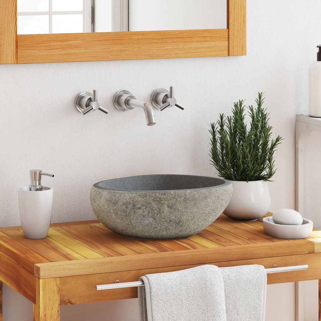 DOTMALL Waschbecken Waschbecken Flussstein Oval (29-38)x(24-31) günstig online kaufen