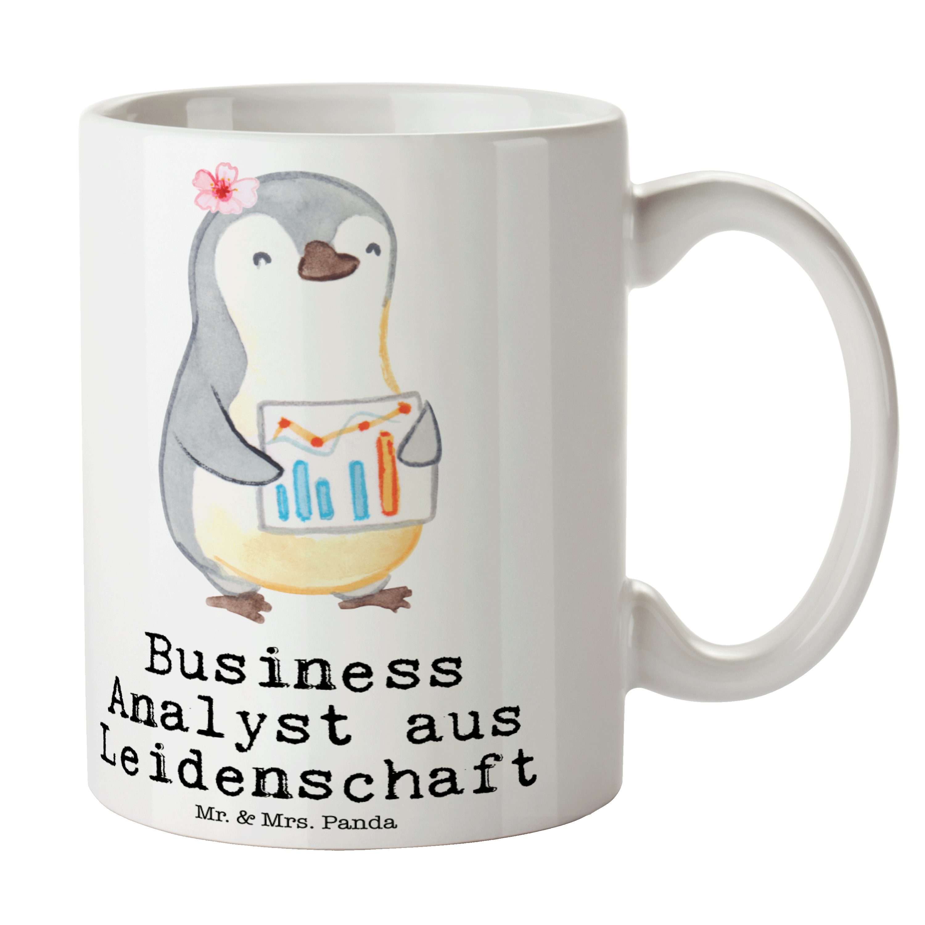 Mr. & Mrs. Panda Tasse Business Analyst aus Leidenschaft - Weiß - Geschenk, Tasse Motive, Te, Keramik
