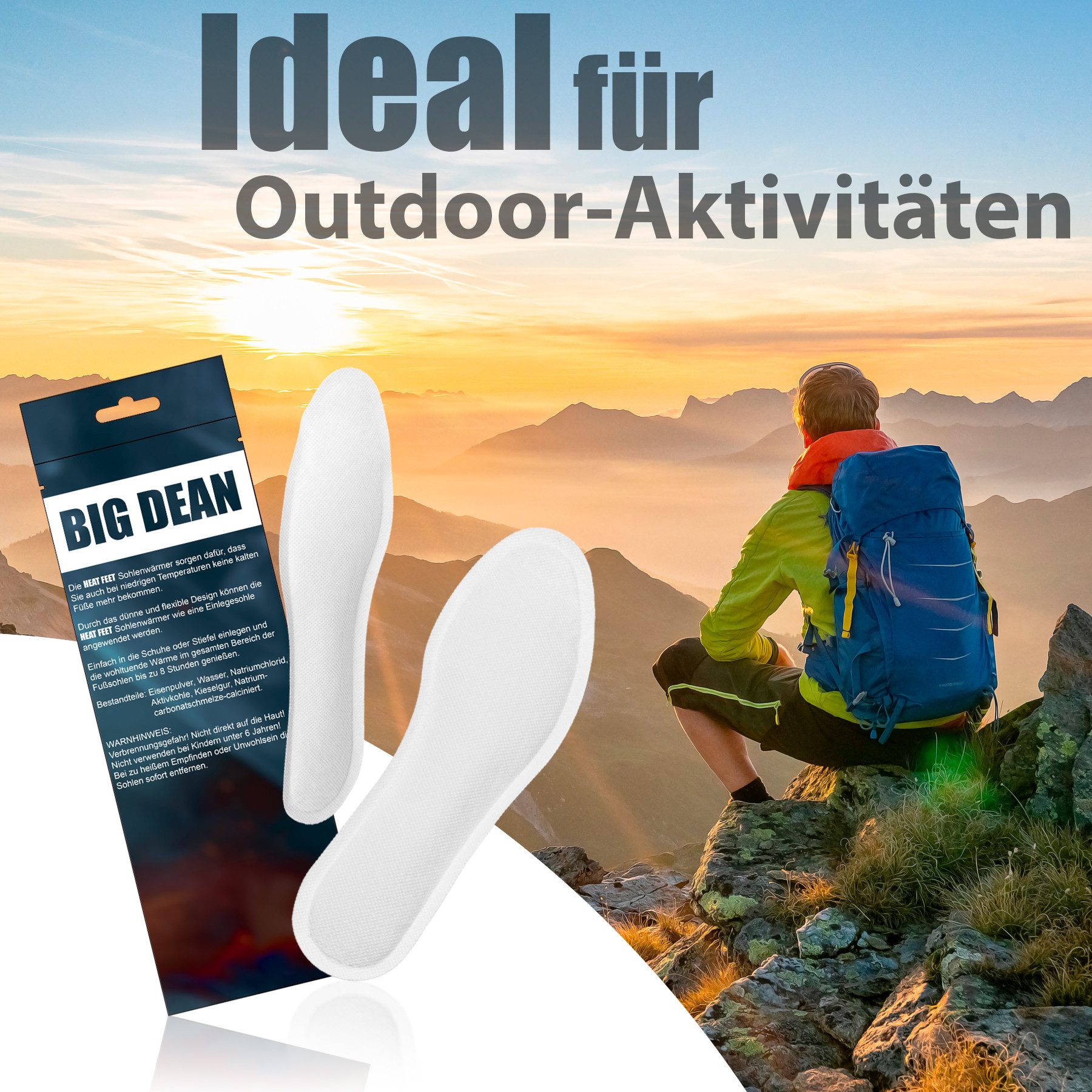 BigDean Thermosohlen 5 Paar Fußwärmer Sohlenwärmer für Schuhgröße 36-38 8h Wärme (Set, 5-tlg., 5 Paar), Sohlenwärmer für Schuhgröße 36-38
