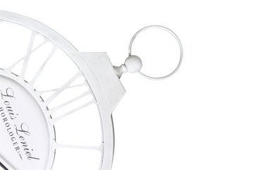 elbmöbel Wanduhr Uhr aus Metall in Weiß (Wanduhr: römische Zahlen 58x79x5 cm weiß Eisen antik Look Paris)