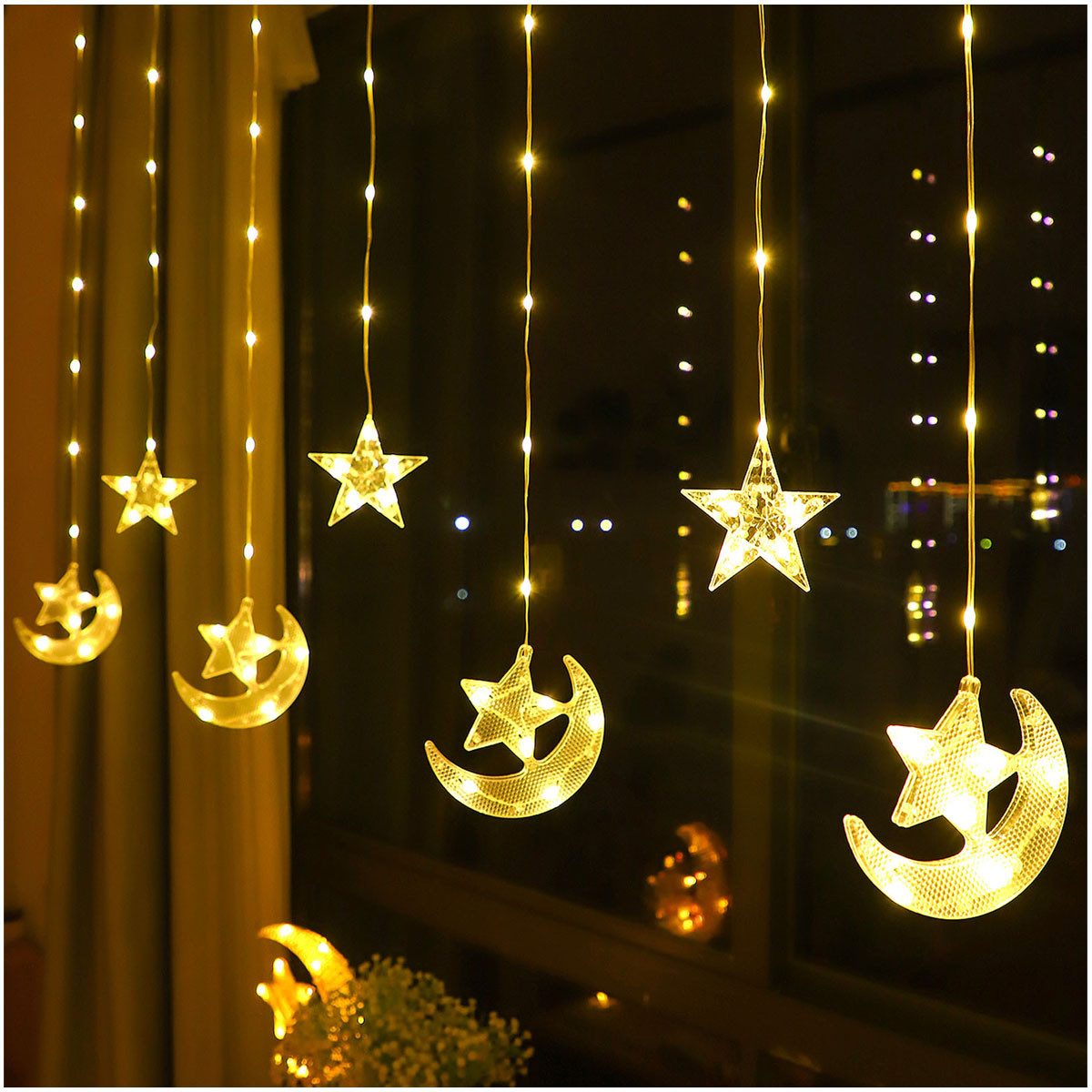 Qualra LED-Lichtervorhang Lichter Vorhang Innen 82LEDs günstig online kaufen