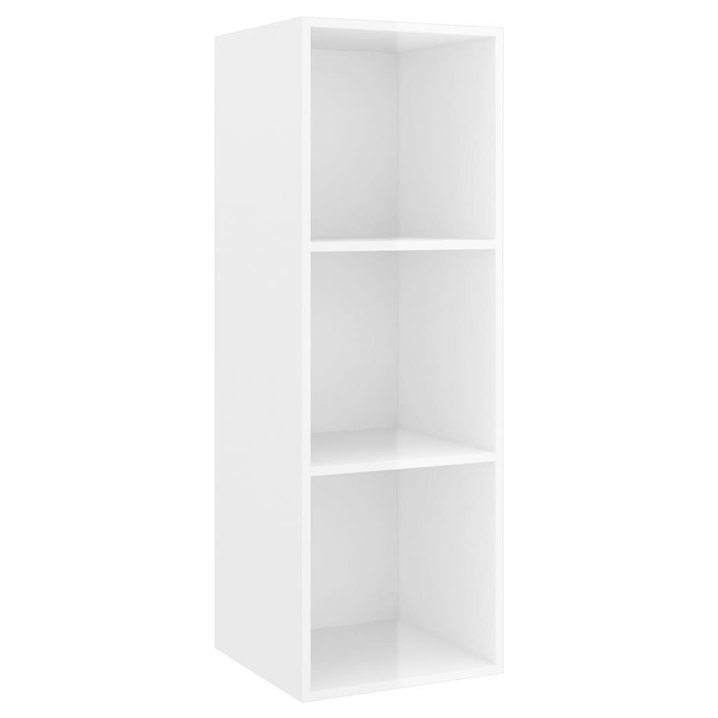 vidaXL Kleiderschrank 4-tlg Spanplatte Hochglanz-Weiß TV-Schrank-Set