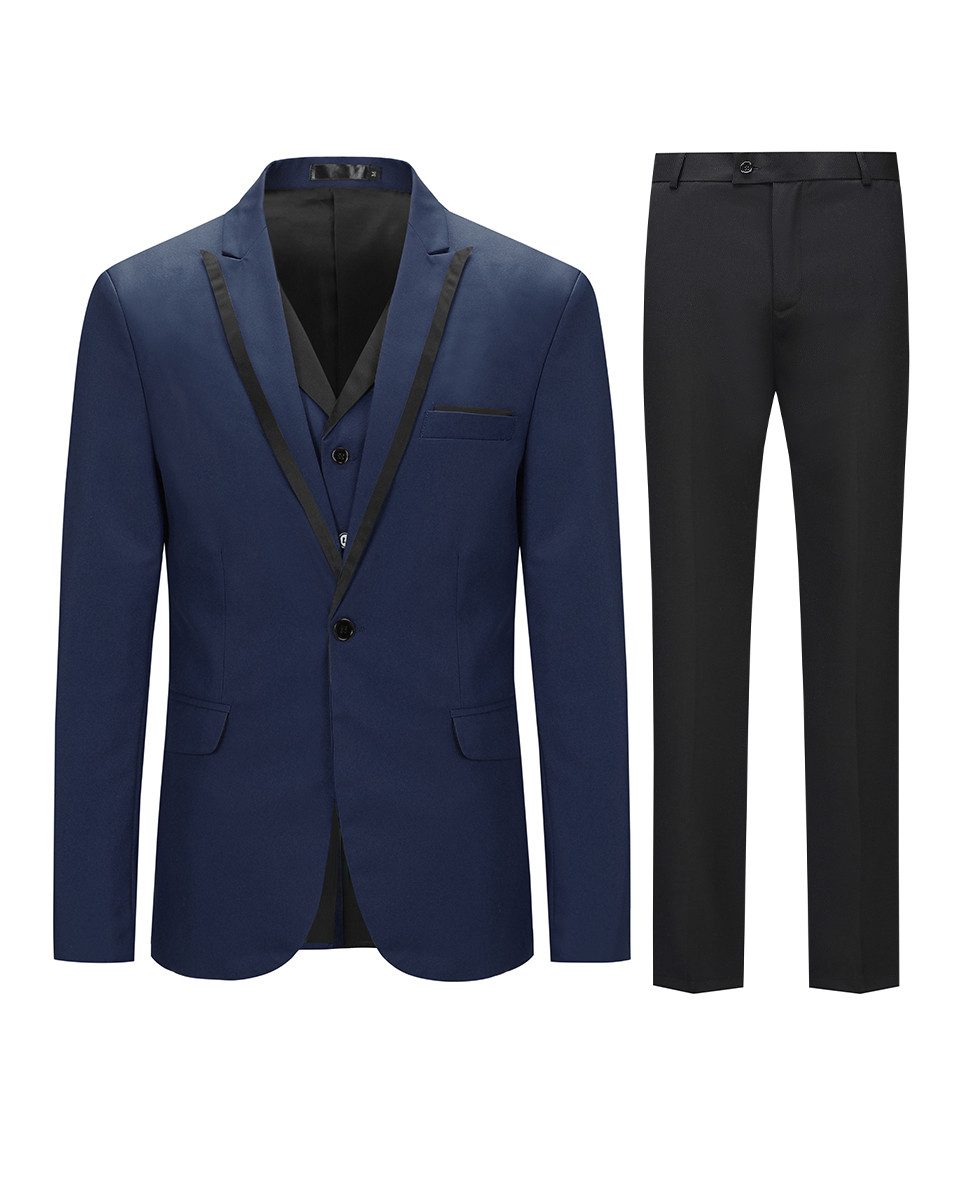 Allthemen Anzug (3 tlg) Slim Fit Elegante Костюми mit Spitzen Revers