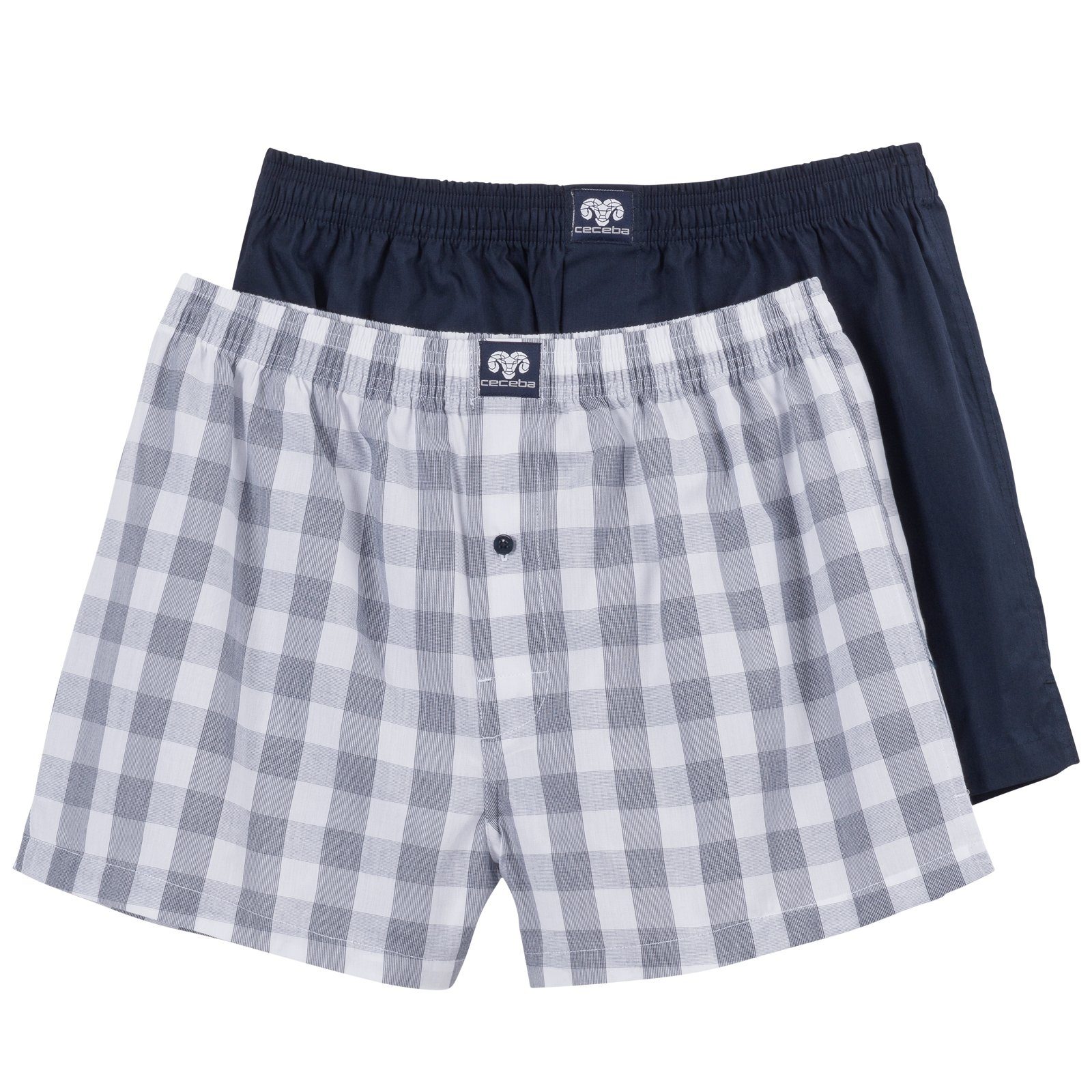 CECEBA Retro 2er-Pack Web-Boxershorts navy/navy-weiß Pants 2er-Pack) Größen 2-St., kariert Große (Spar-Pack