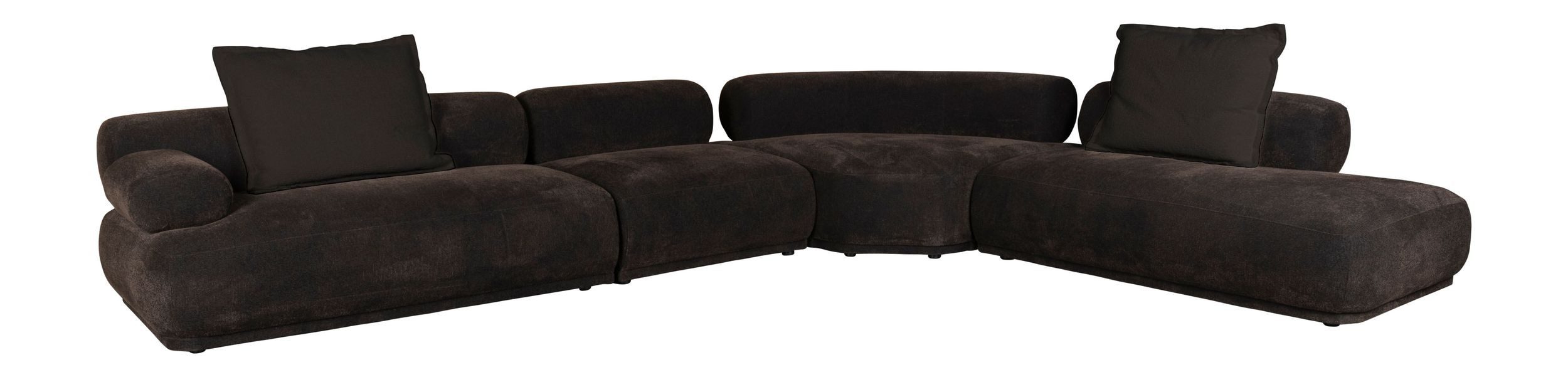 Zuiver Ecksofa Ecksofa Rembrandt 7,5-Sitzer Links, Dark Brown mit Rippstoff