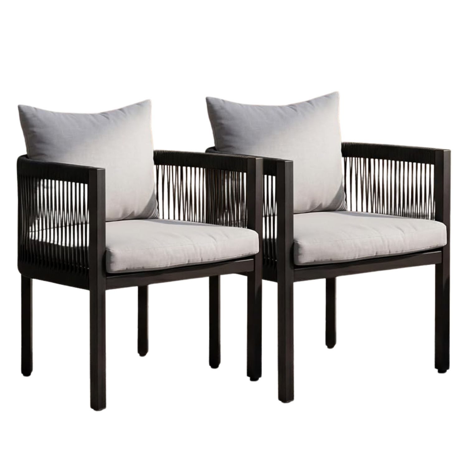 WAHSON OFFICE CHAIRS Gartenstuhl 2/4er Set Outdoor-Loungesessel, wetterfest, mit Kissen, Rope-Design (2 St)
