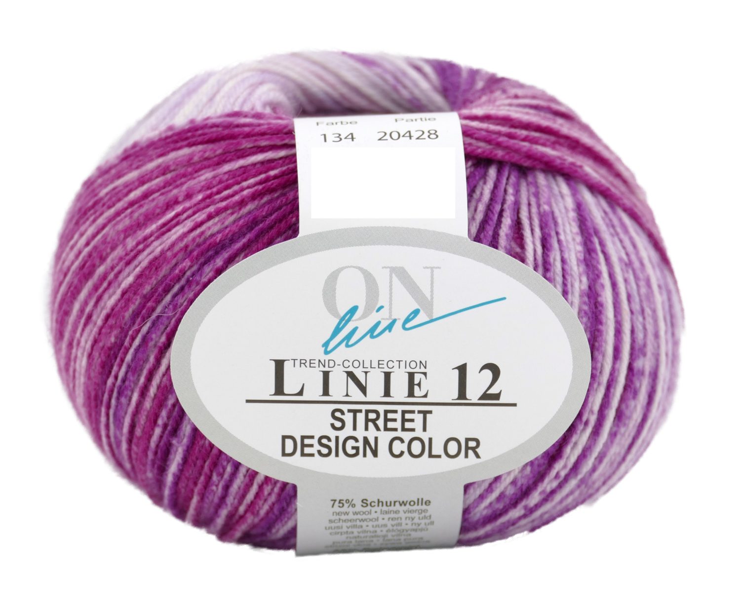 Online Garne Linie 12 Street Design Color, Merinowolle mit Farbverlauf Häkelwolle, 210 m (Handstrickgarn, Wolle zum stricken und häkeln), 75% Schurwolle, 25% Polyamid