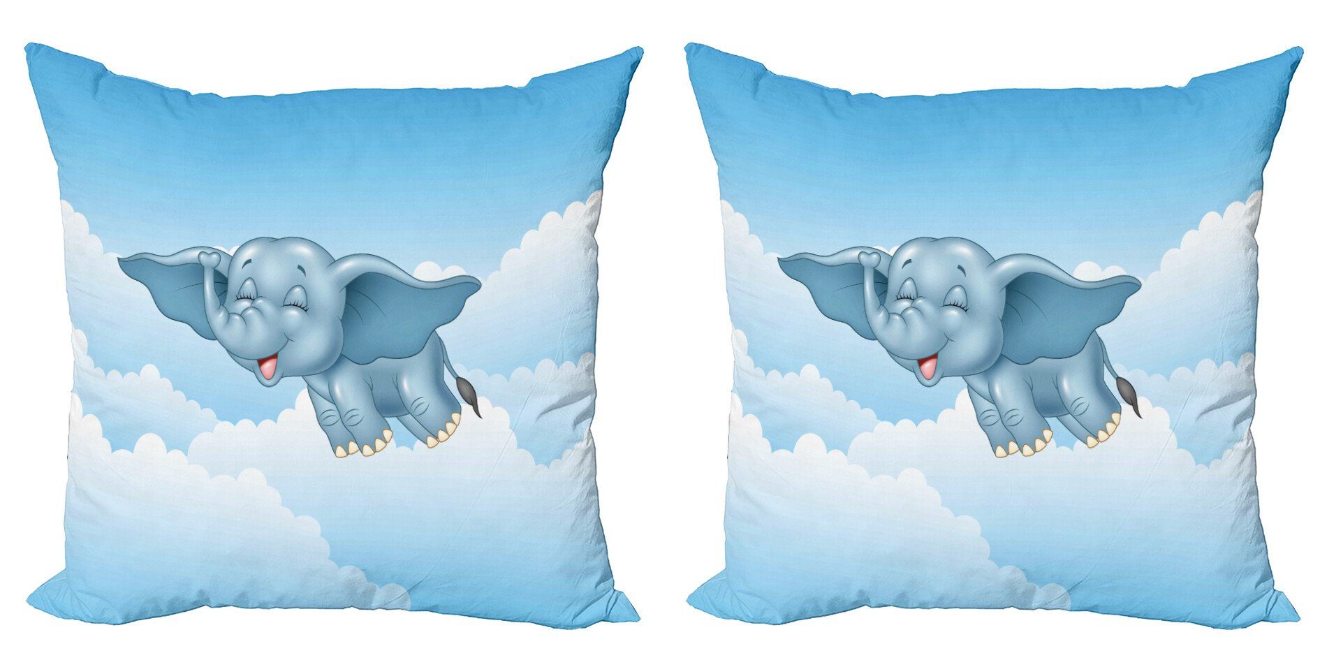 Kissenbezüge Modern Accent Doppelseitiger Tier Abakuhaus Digitaldruck, Stück), Baby-Elefant (2 und Wolken