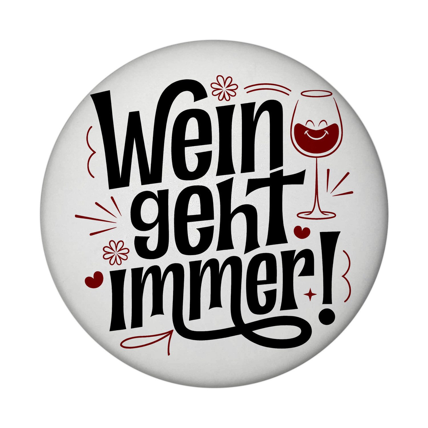 speecheese Magnet Weinglas mit Gesicht - Wein geht immer Magnet