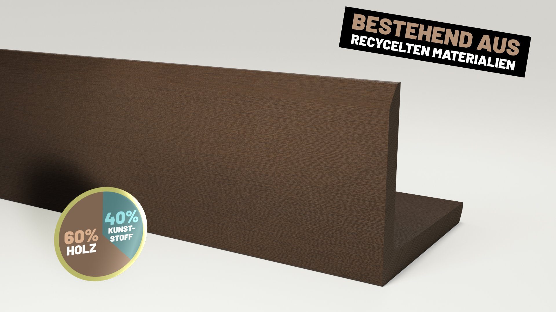 Endorphin Terrassendielen ® WPC Abschlussleisten 5er Set Braun 220cm Winkelprofil 5,5 x 4,5cm