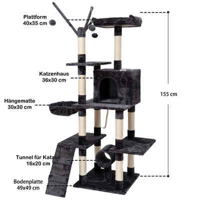 Warenhammer Kratzbaum Katzenbaum, Kratzbaum für Katzen 155 cm hoch Premium Qualität, Katzenbaum in verschiedenen Farben und Grössen, Kratzbaum