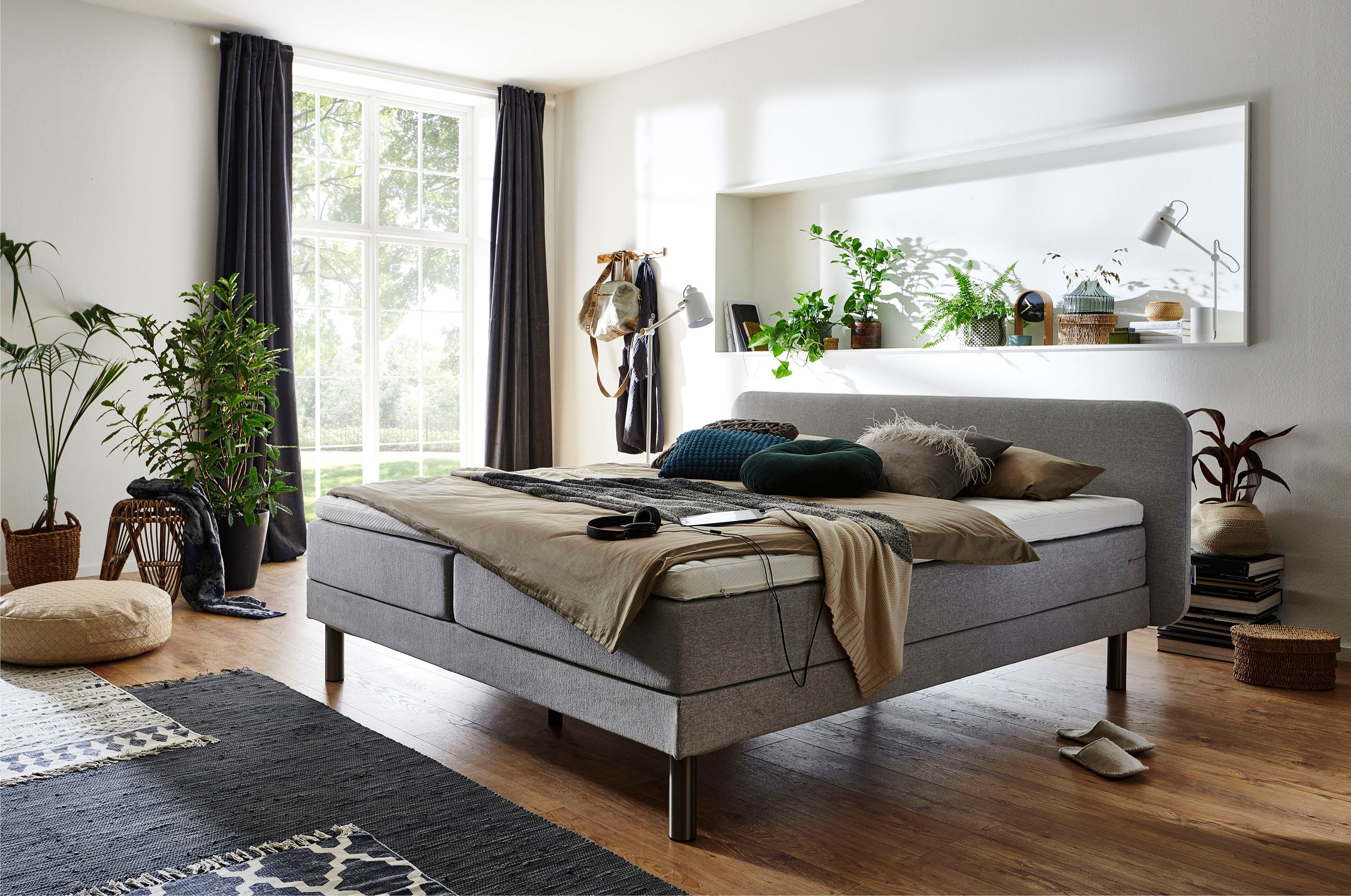 ATLANTIC home collection Boxspringbett Carola, mit 7-Zonen-Taschen-Federkernmatratze und Komfortschaum-Topper