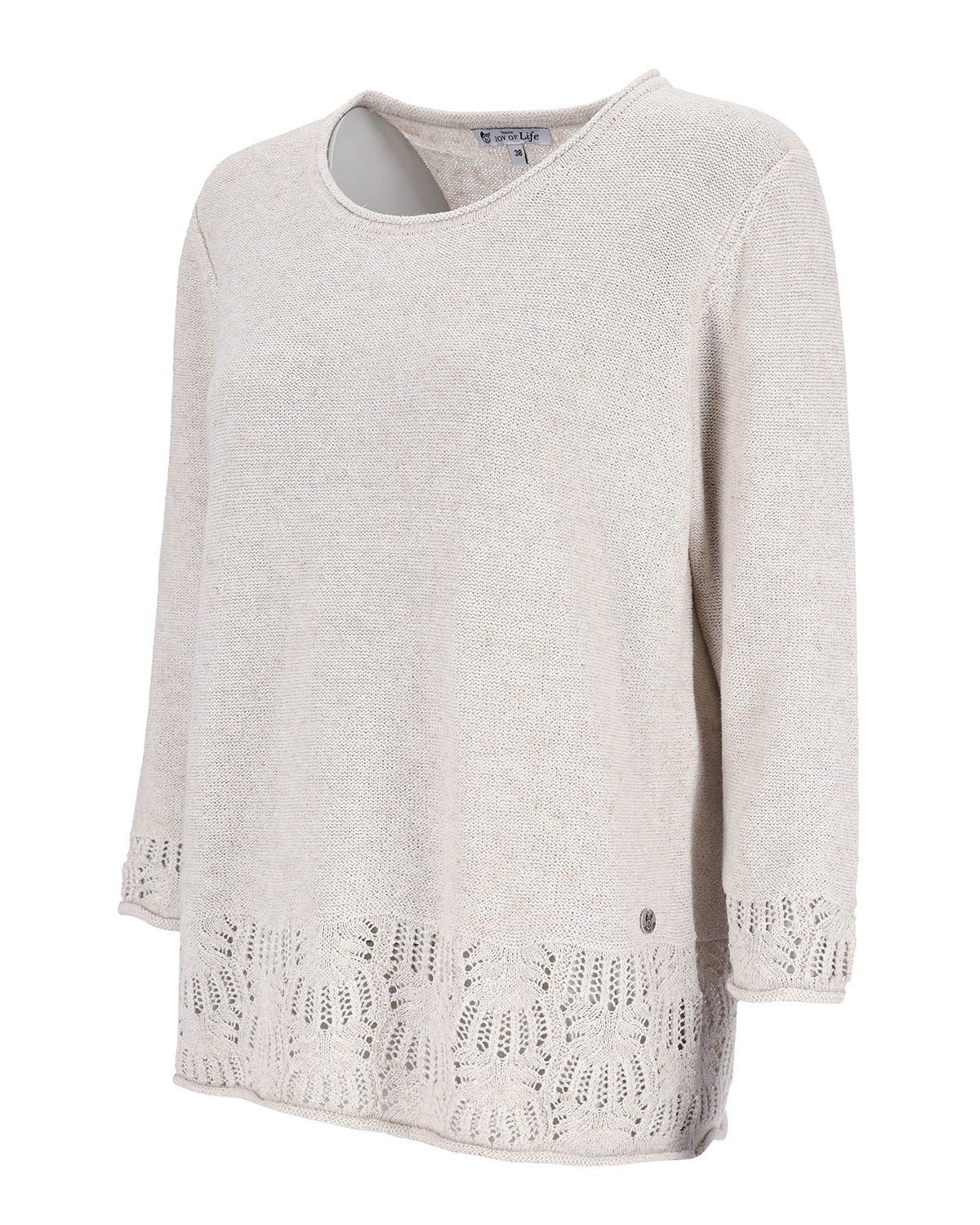 Hajo Rundhalspullover Pullover Moulinéoptik 3/4 Arm