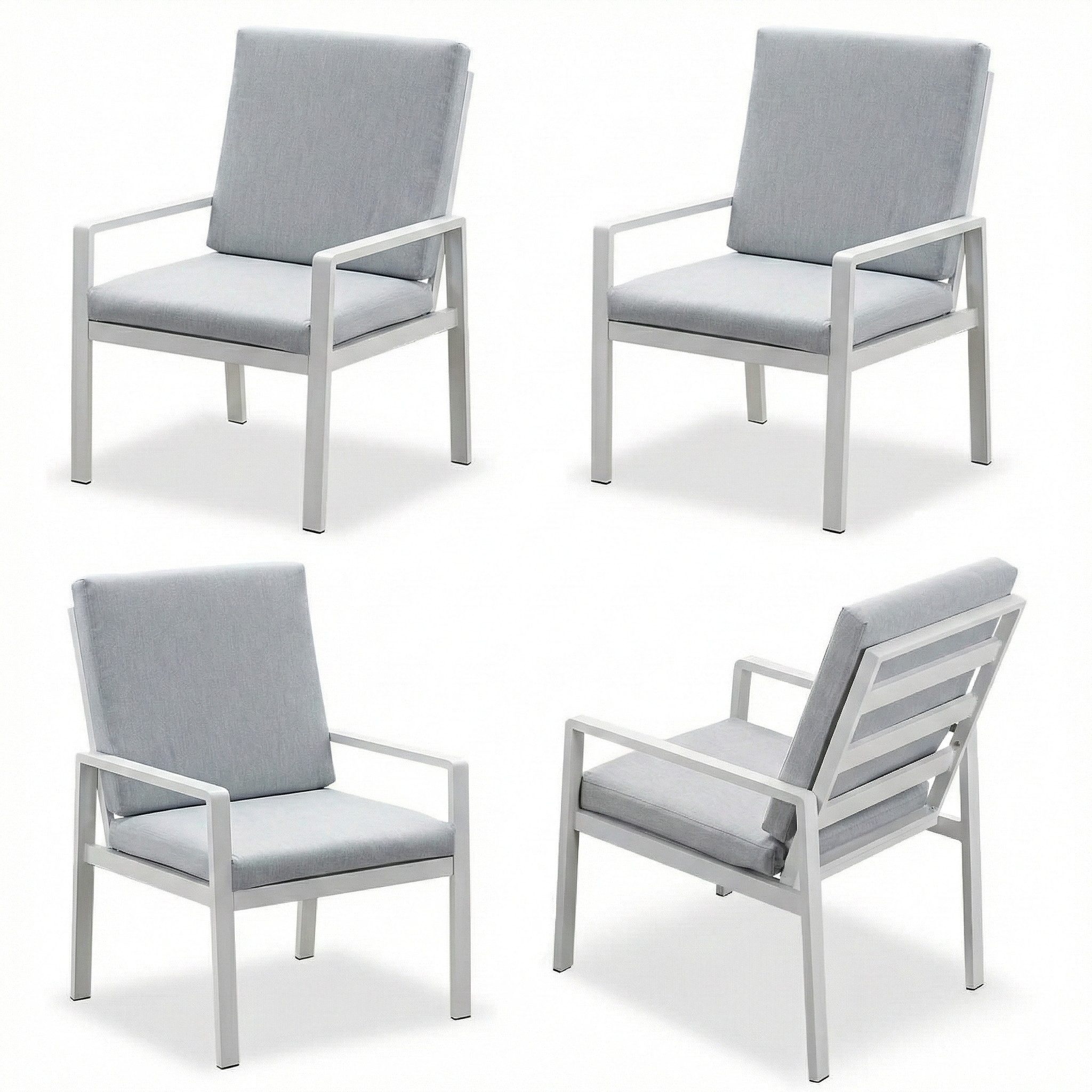 MeXo Gartenlounge-Set Lounge Gartenmöbelset Aluminium Wetterfest, (4-tlg., 4 x Sessel, 8 x Kissen), wetterfest Gartengarnituren für 4 Personen