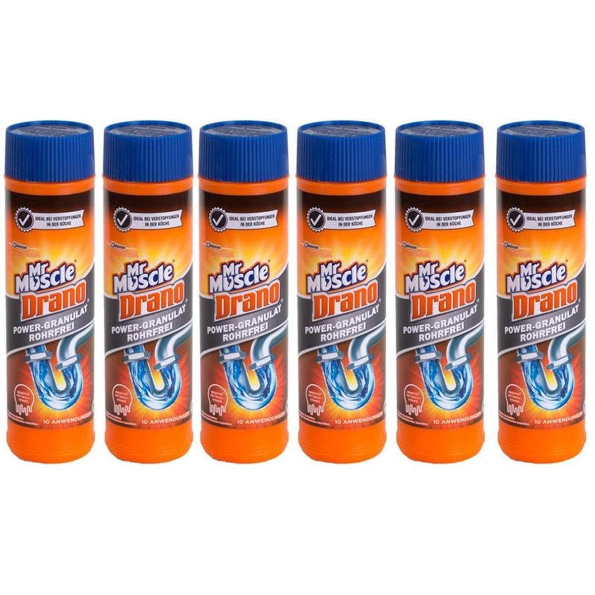 Mr Muscle Drano Power-Granulat Rohrfrei 10 Anwendungen (6er Pack) Rohrreiniger
