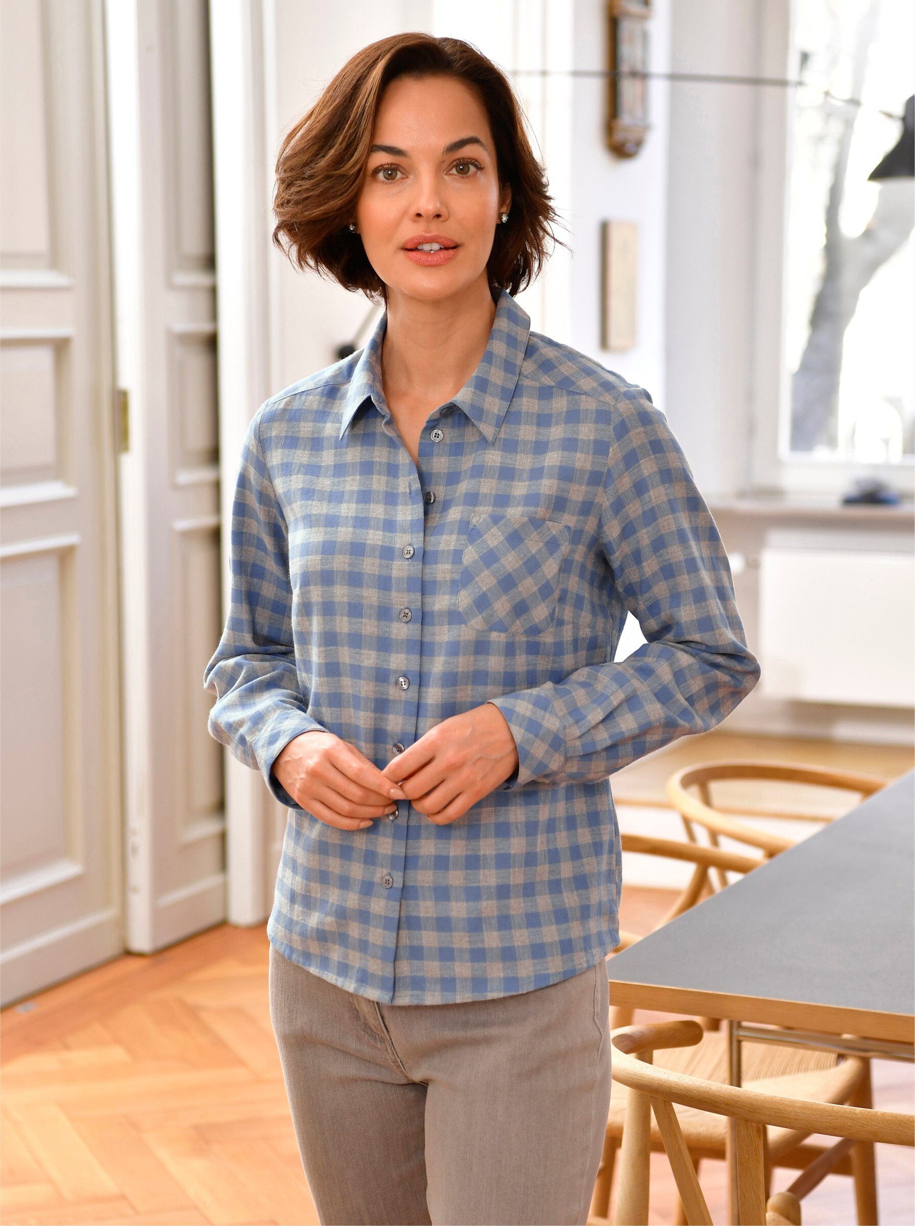 Witt Klassische Bluse Flanell-Bluse Langarm