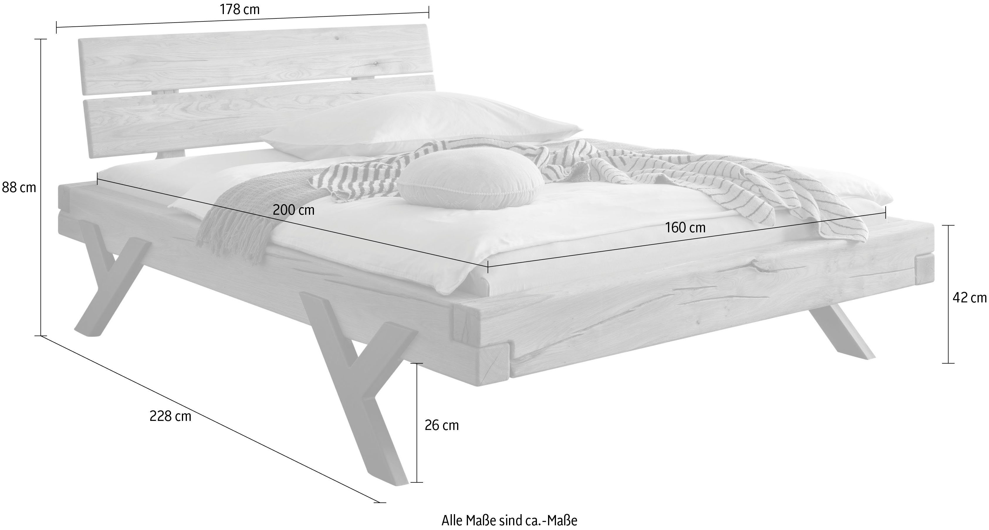 Home affaire Massivholzbett Ultima Balkenbett Doppelbett, günstig online kaufen