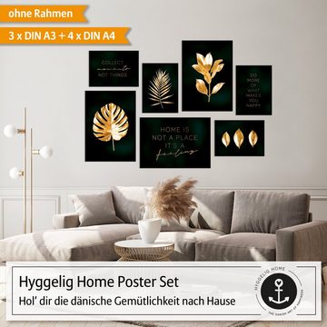 Hyggelig Home Poster Hyggelig Home Premium Poster Set - 7 passende Bilder OHNE RAHMEN - Set Gold, Pflanze (Set, 7 St), Knickfreie Lieferung Qualitätsdruck Dickes Papier
