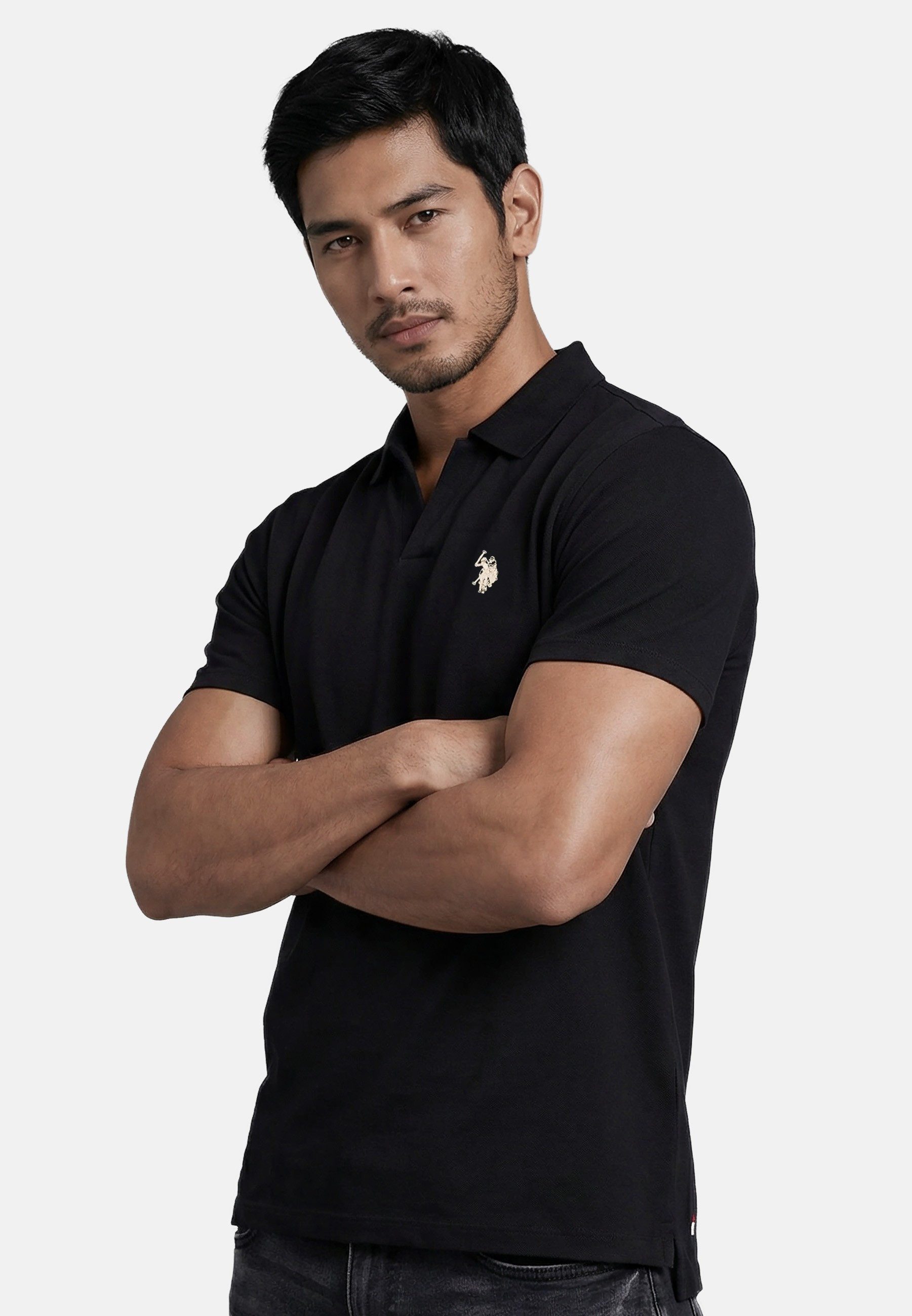 U.S. Polo Assn. Poloshirt USAAce - Herren Shirt aus Baumwolle mit offenem Kragen Modernes Polo Shirt mit offenem Kragen und Logostickerei