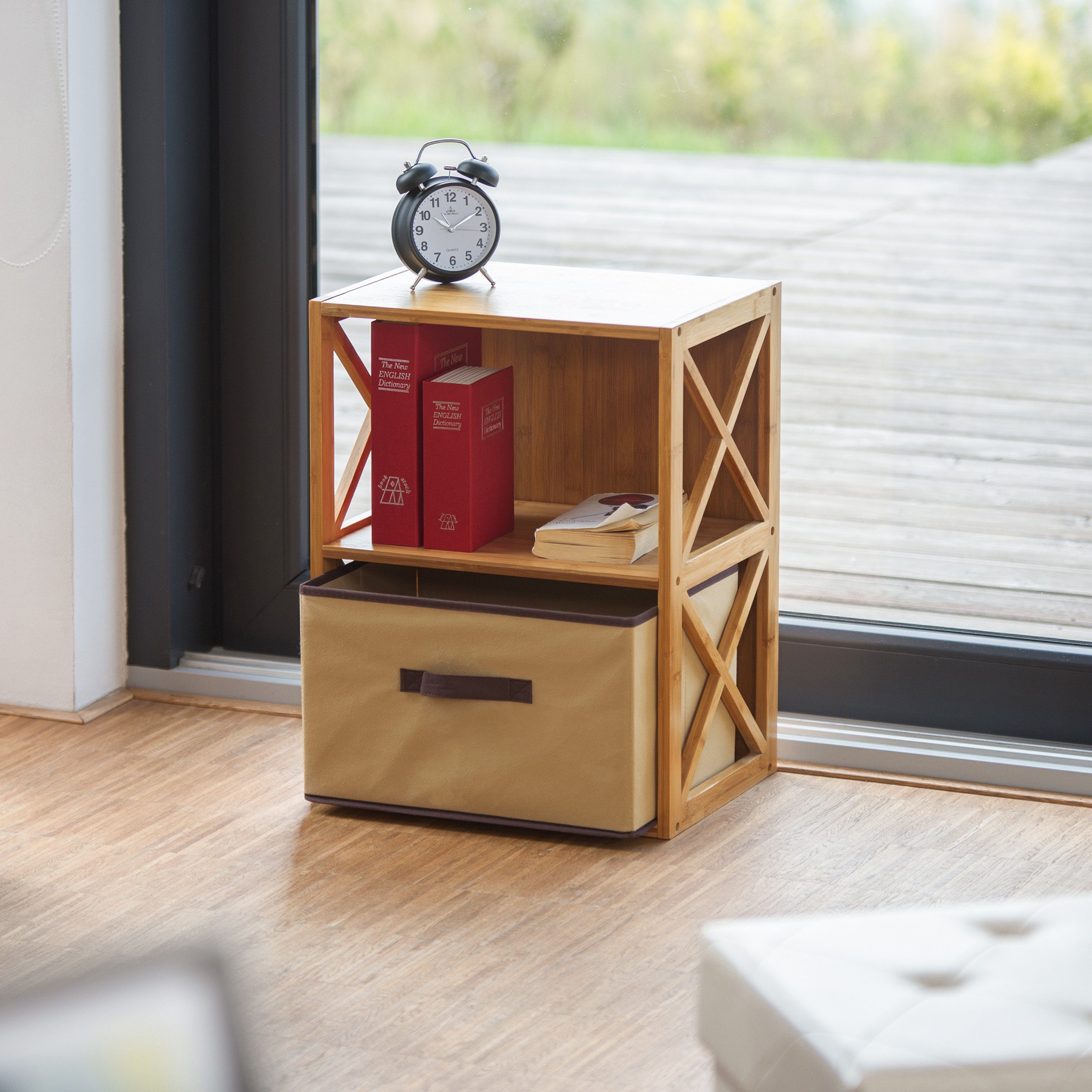 relaxdays Standregal Regal Bambus mit Korb, 2 günstig online kaufen