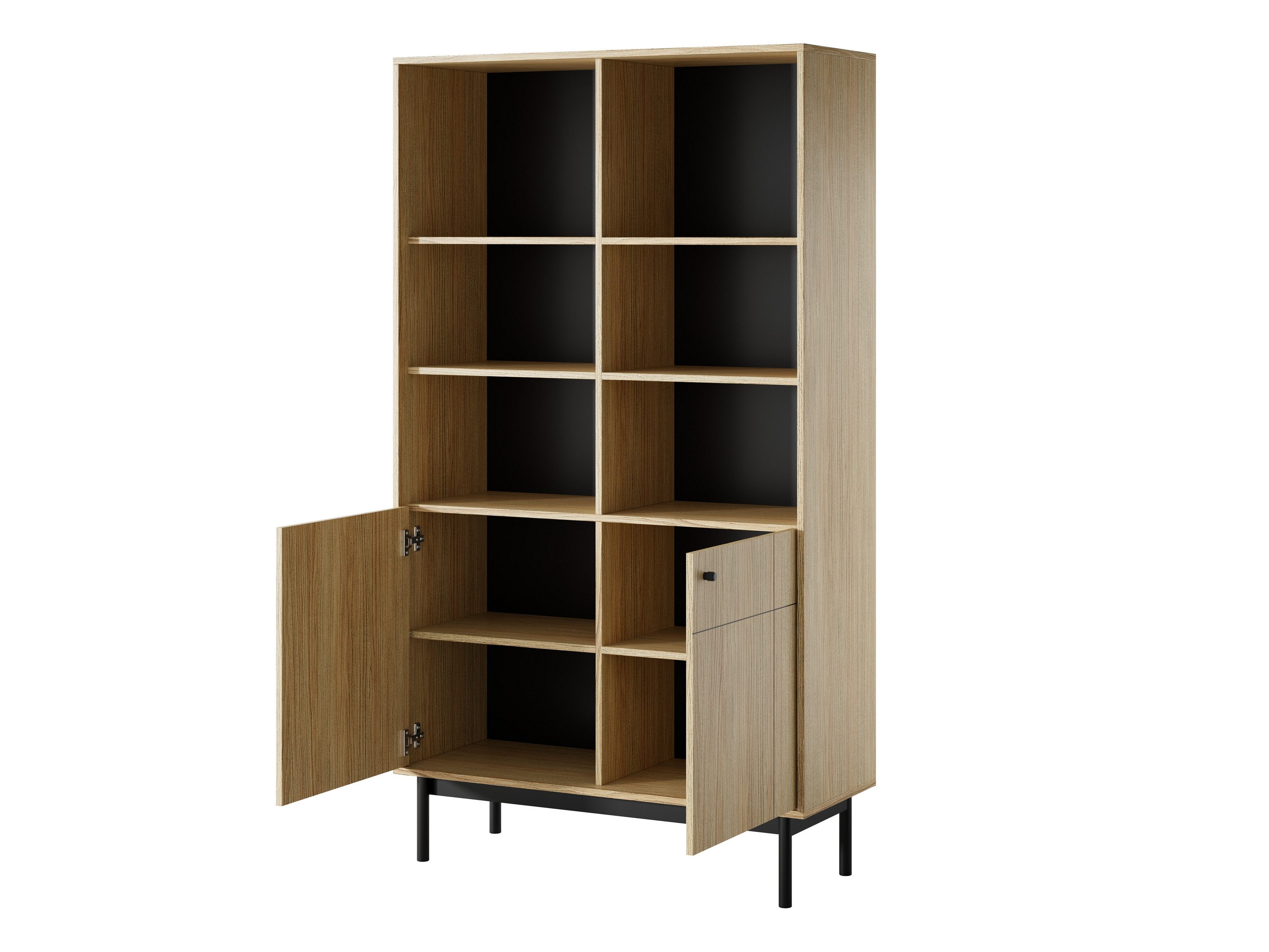 Masseno Bücherregal GIAPPONESE 185 x 104 cm Standregal Büroregal Bücherschrank Eichefarben