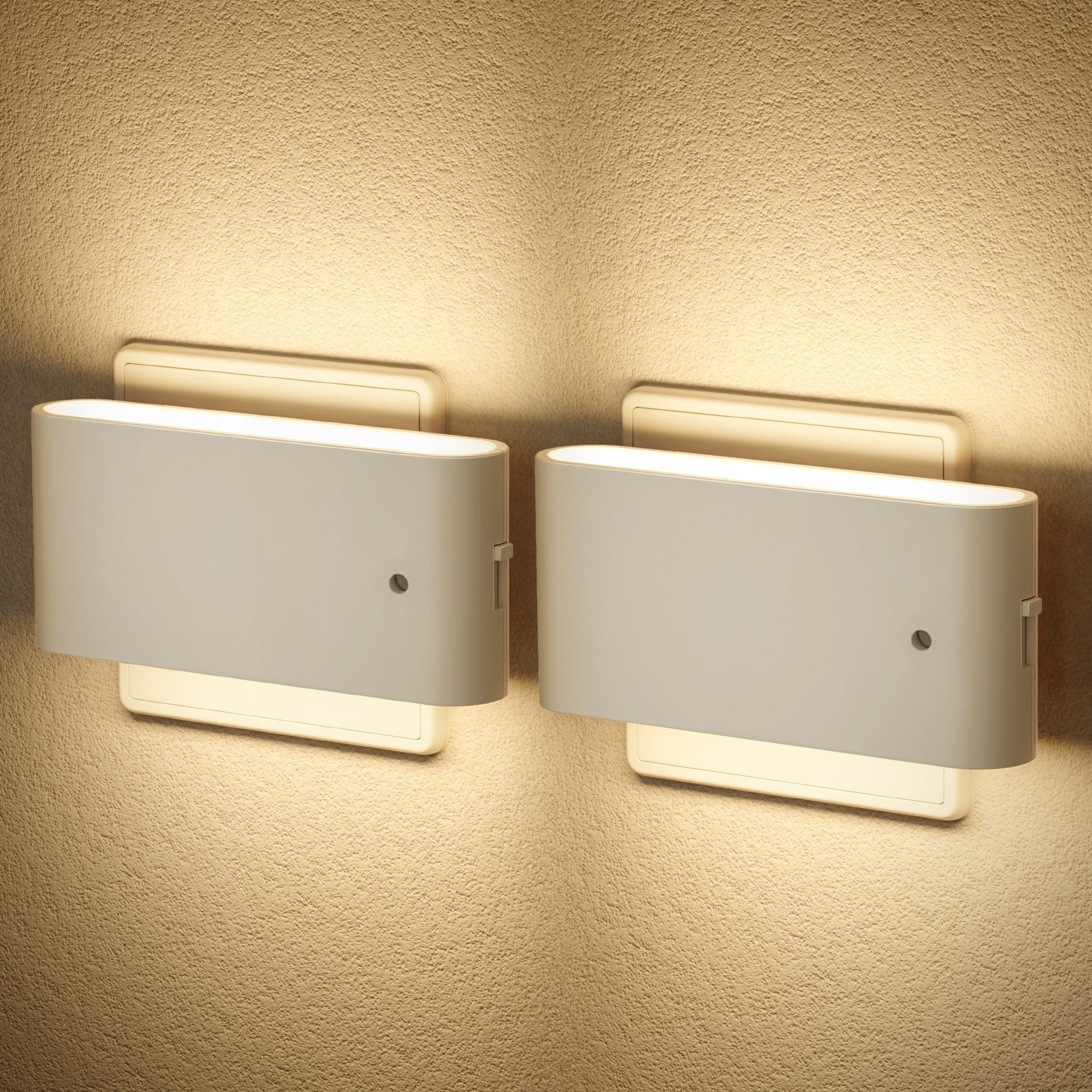 LOHAS-LED LED Nachtlicht Modernes Nachtlicht mit Up-Down-Licht, Sensor, 3000K, für Flur, 2er-Set steckbares Treppenlicht mit Bewegungs- und Lichtsensor