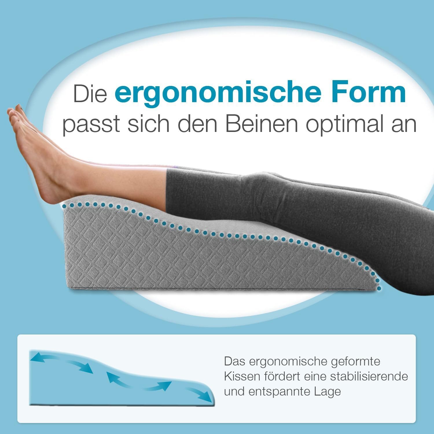 ELONEO Lagerungskissen für Beine, Venenkissen, Funktionskissen, abnehmbarer & waschbarer Bezug