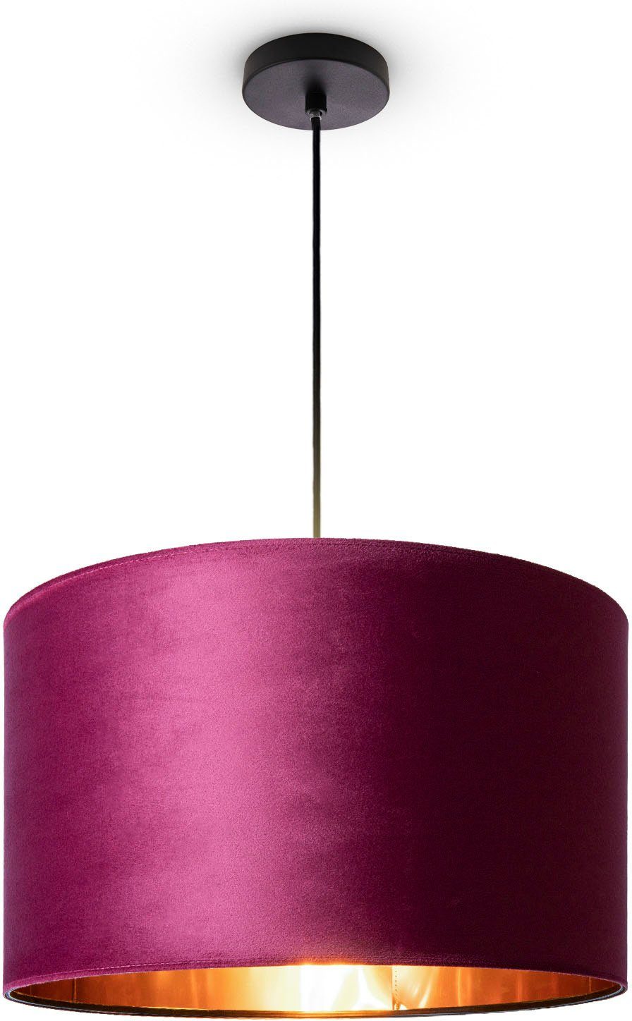 E27 Deko Unifarben Wohnzimmer uni Velour Hugo Lampenschirm Paco Home Color, aus Pendelleuchte Kabel Leuchtmittel, ohne 1,5m