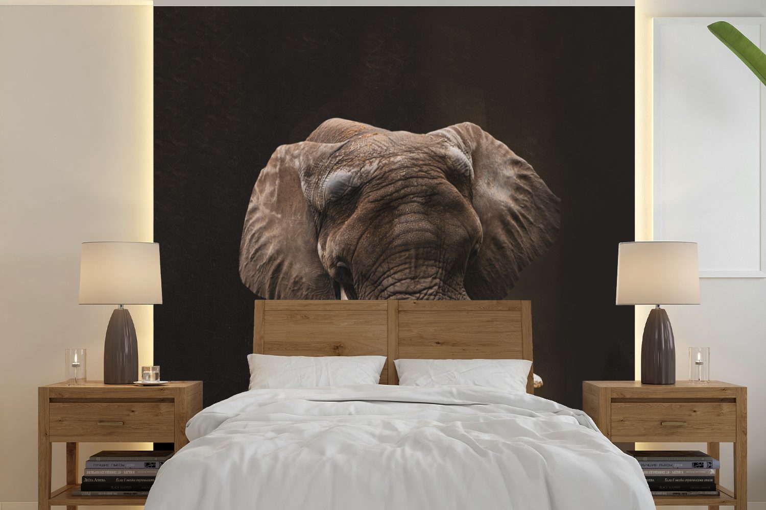 MuchoWow Fototapete Porträt - Elefant - Kunst, Matt, bedruckt, (5 St), Vinyl Tapete für Wohnzimmer oder Schlafzimmer, Wandtapete