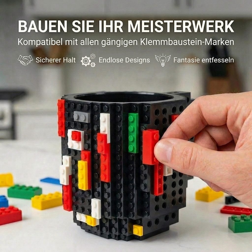Goods+Gadgets Tasse GOODS+GADGETS LEGOTasse Baustein - kaffee&kinder becher, 350ml, Polycarbonat, Kaffeetasse Kaffee-Becher 350ml
