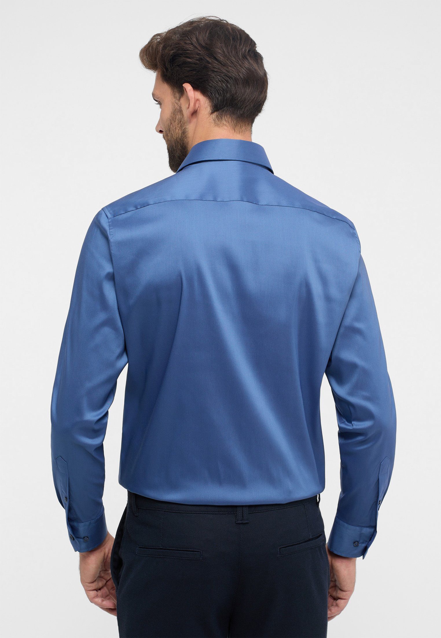 rauchblau Langarmhemd Eterna FIT MODERN