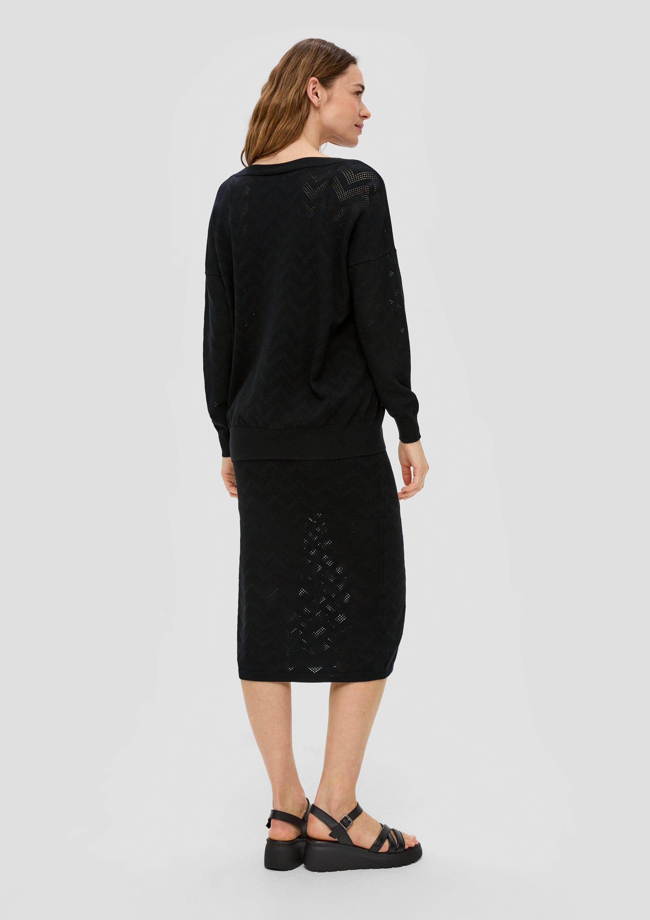 s.Oliver Longpullover Strickpullover Pullover mit Ajourmuster