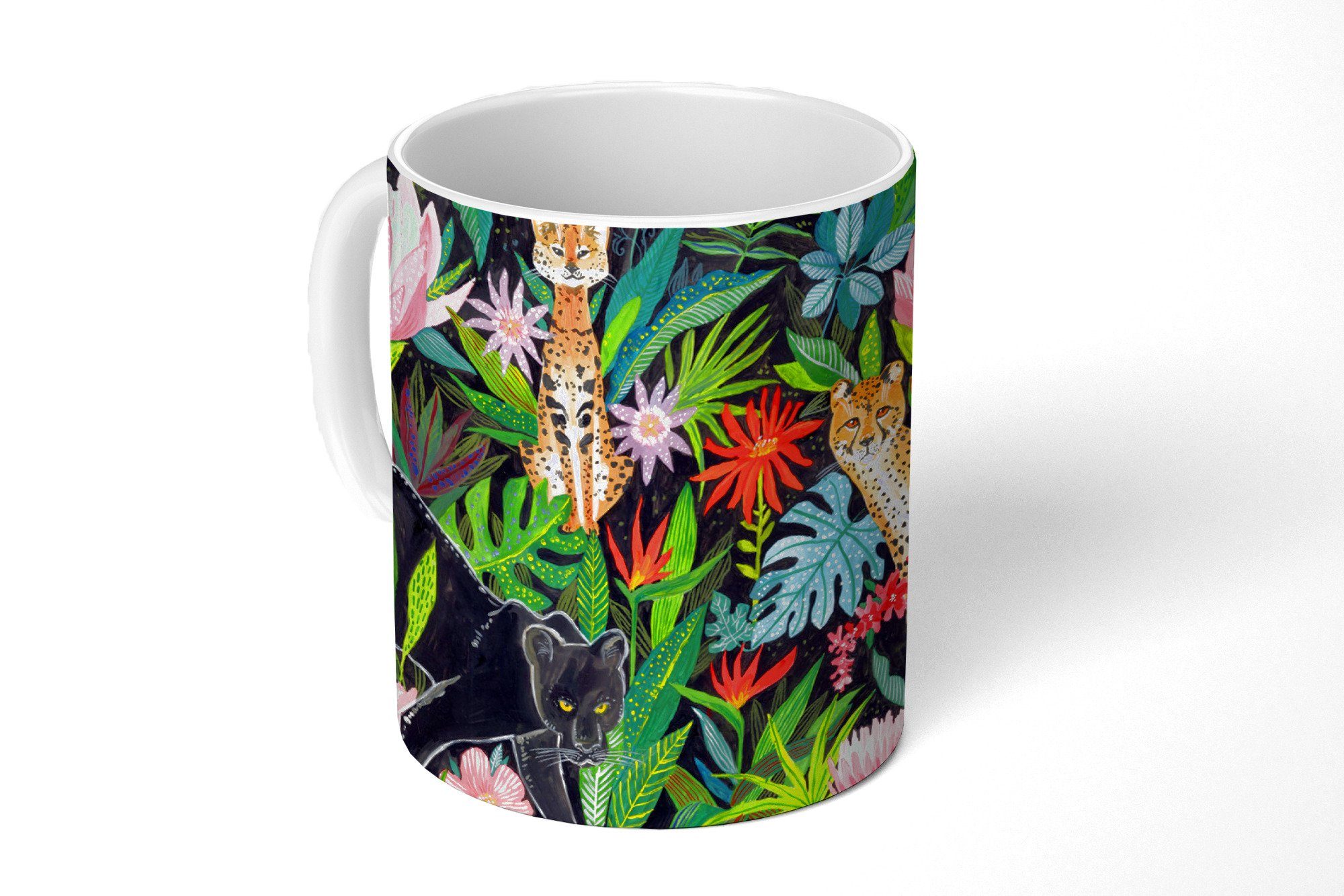 MuchoWow Tasse Dschungel - Tiere - Blumen, Keramik, Kaffeetassen, Teetasse, Becher, Teetasse, Geschenk