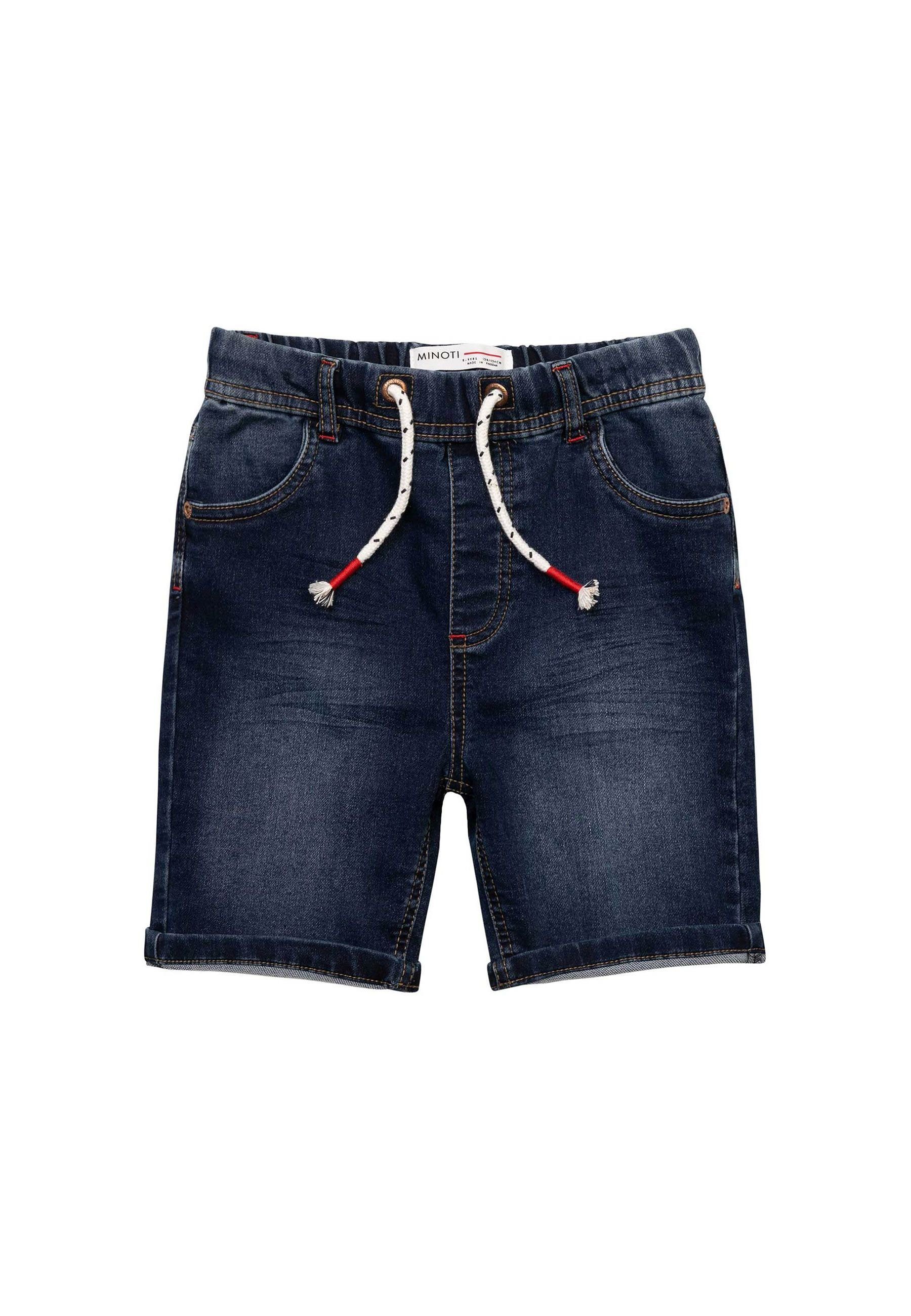 MINOTI Jeansshorts Kurze Jeans mit Schnürchen in der Taille (1y-14y) Denim-Blau