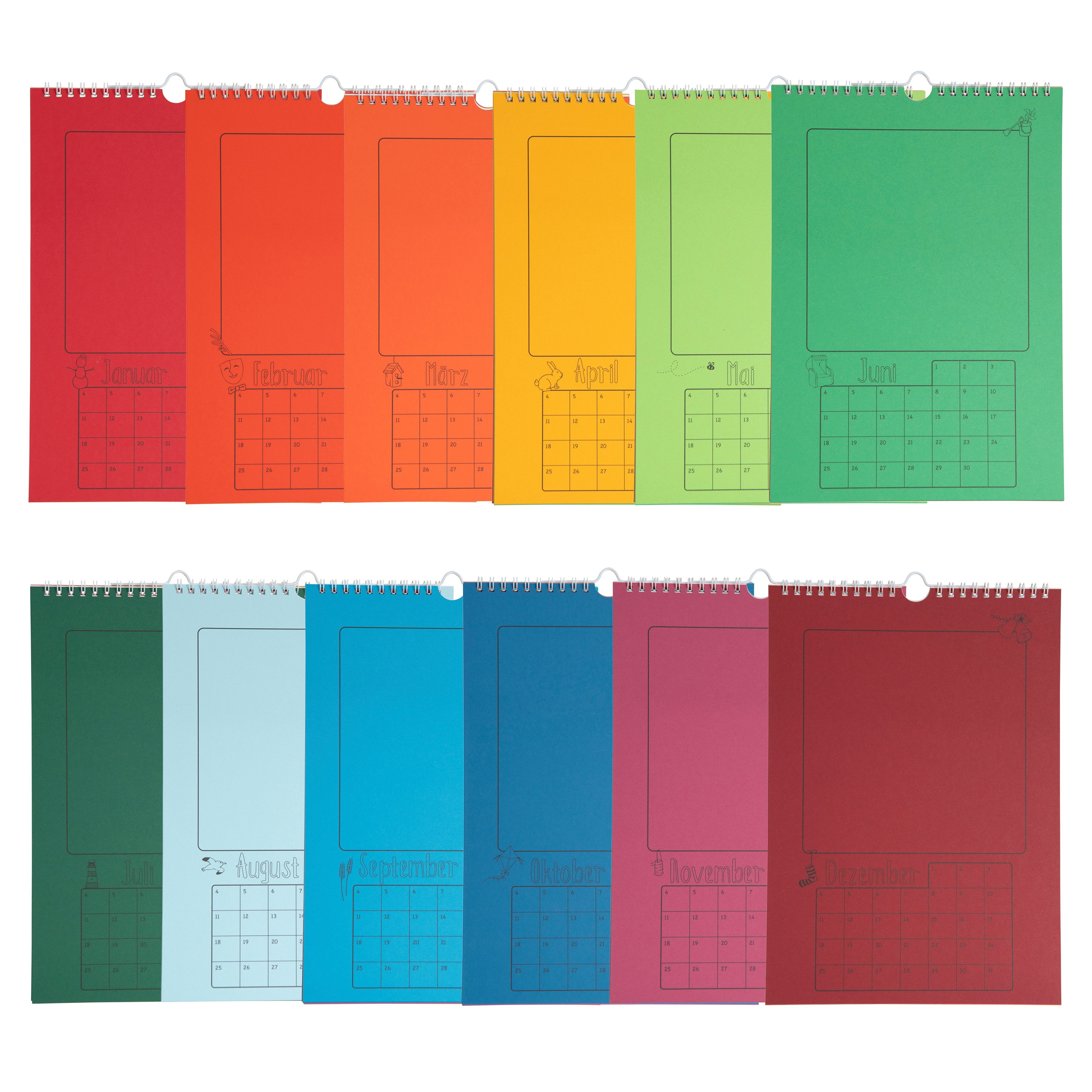 Betzold Kalender zum Selbstbasteln Bunte Bastelkalender, 5 Stück DIN A4 individuell gestaltbar
