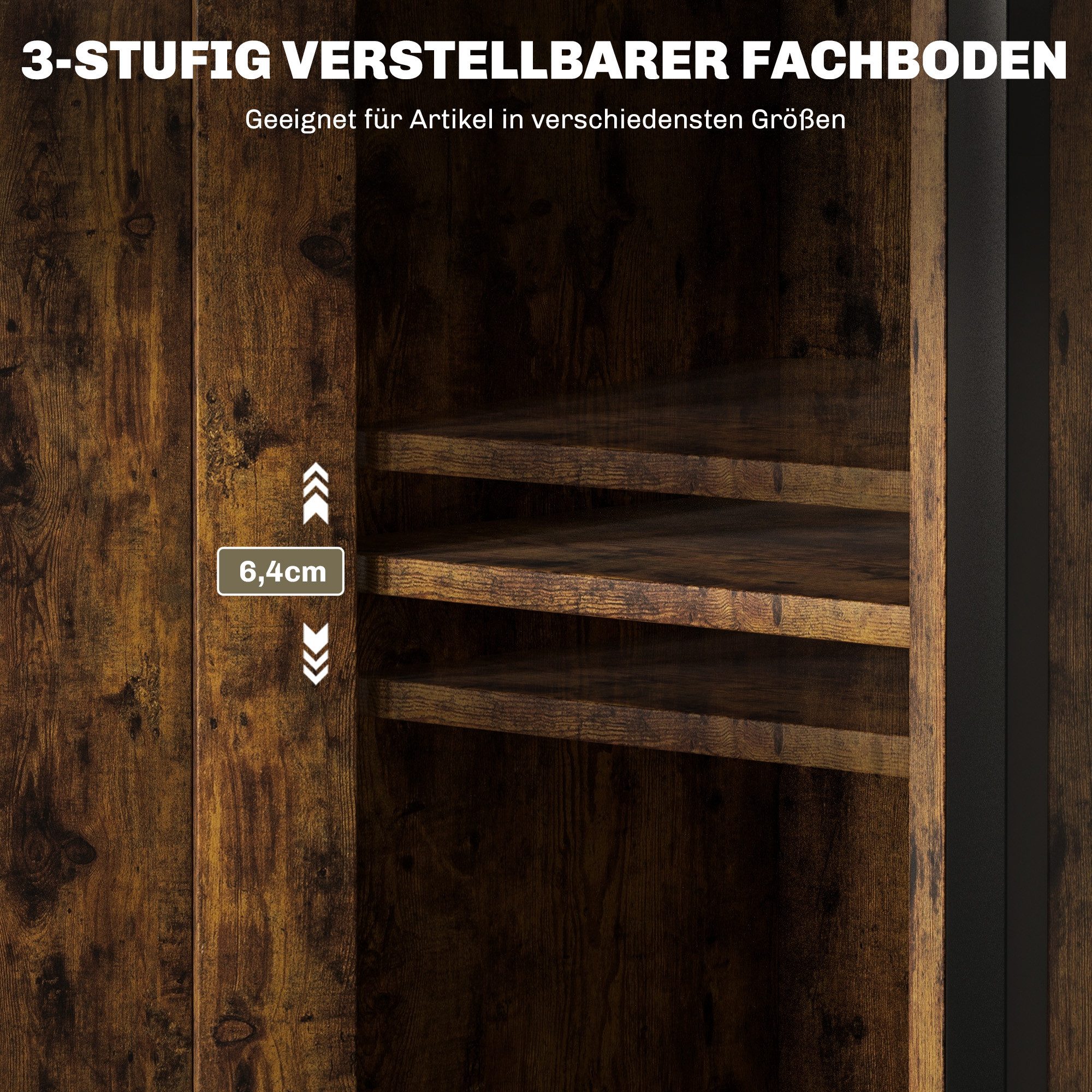 HOMCOM Beistelltisch Sofatisch Nachttisch mit Schrank und zwei offenen Ablagefächern (Couchtisch, 1-St., Kaffeetisch), für Wohnzimmer, Schlafzimmer, 34 x 30 x 8 – Bild 5 von 5