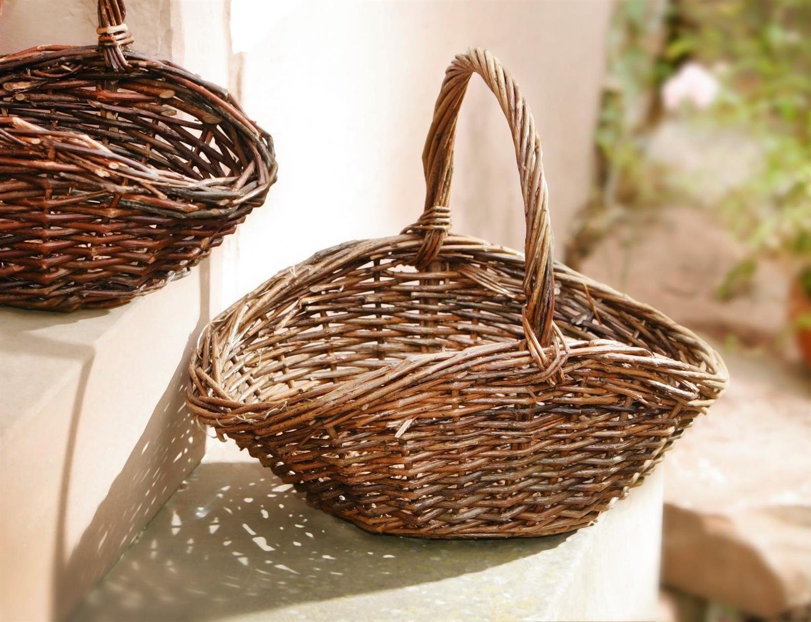 Dekoleidenschaft Aufbewahrungskorb Bügelkorb "Natur" aus Weide, braun, 37x2 günstig online kaufen