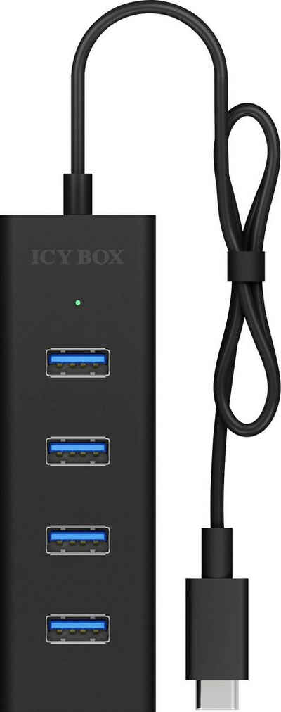 ICY BOX ICY BOX Type-C zu 4-Port USB 3.2 Gen 1 Hub USB-Adapter USB-C, Alu-Gehäuse