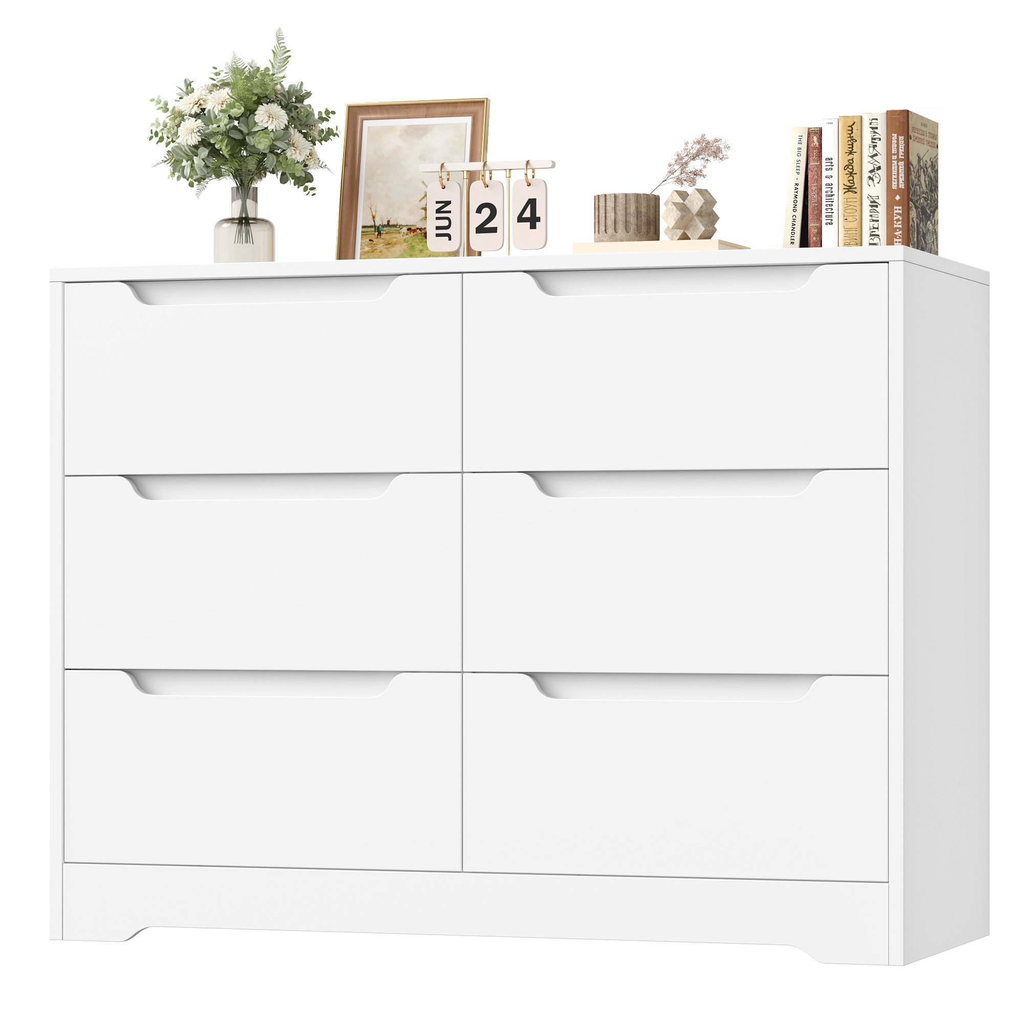 HOMECHO Kommode, Sideboard mit 6 Schubladen, Mehrzweckschrank aus Holz