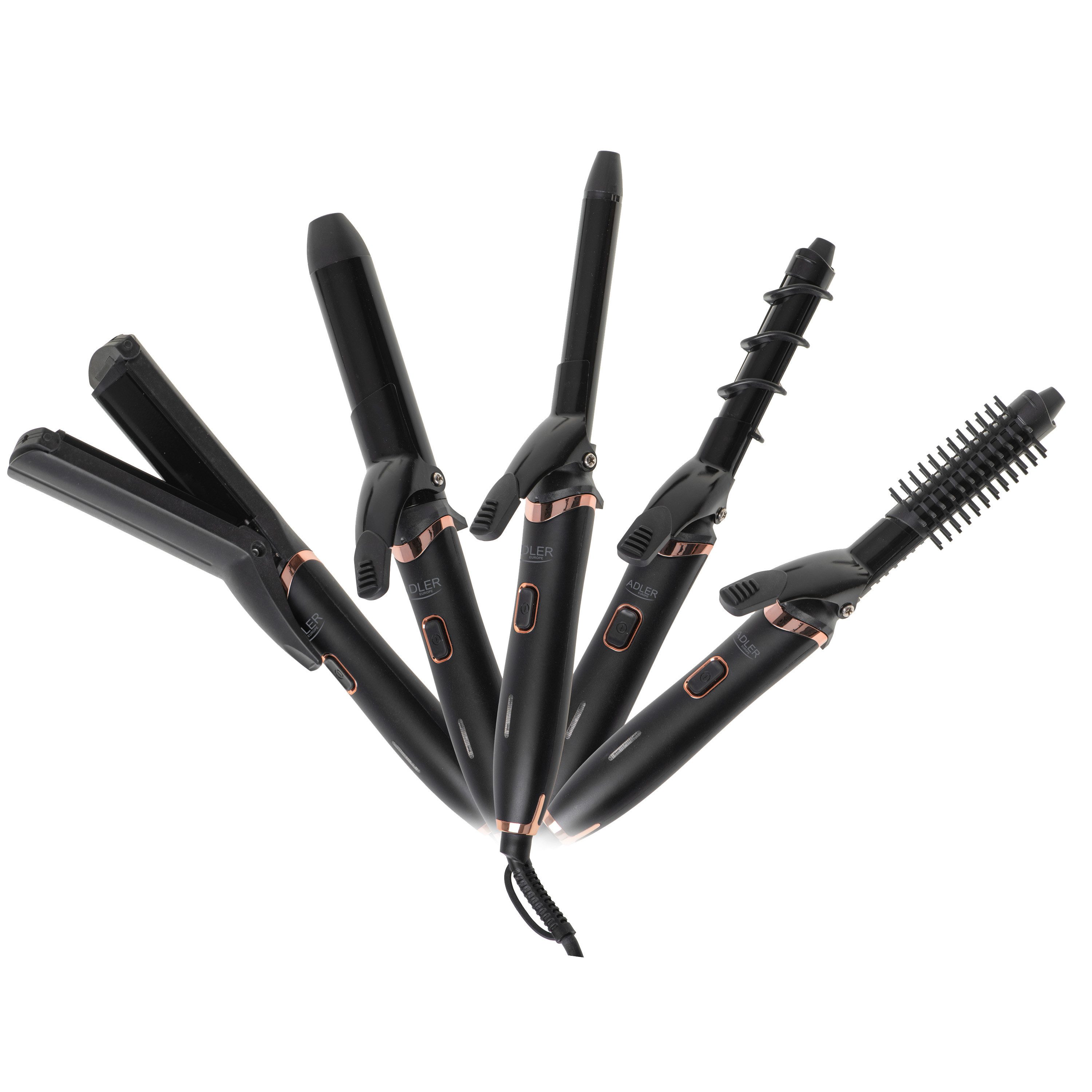 Adler Glätt- und Lockenstab ADLER Lockenstab Glätteisen Haarstyler-Set 5-in-1 Keramikbeschichtung