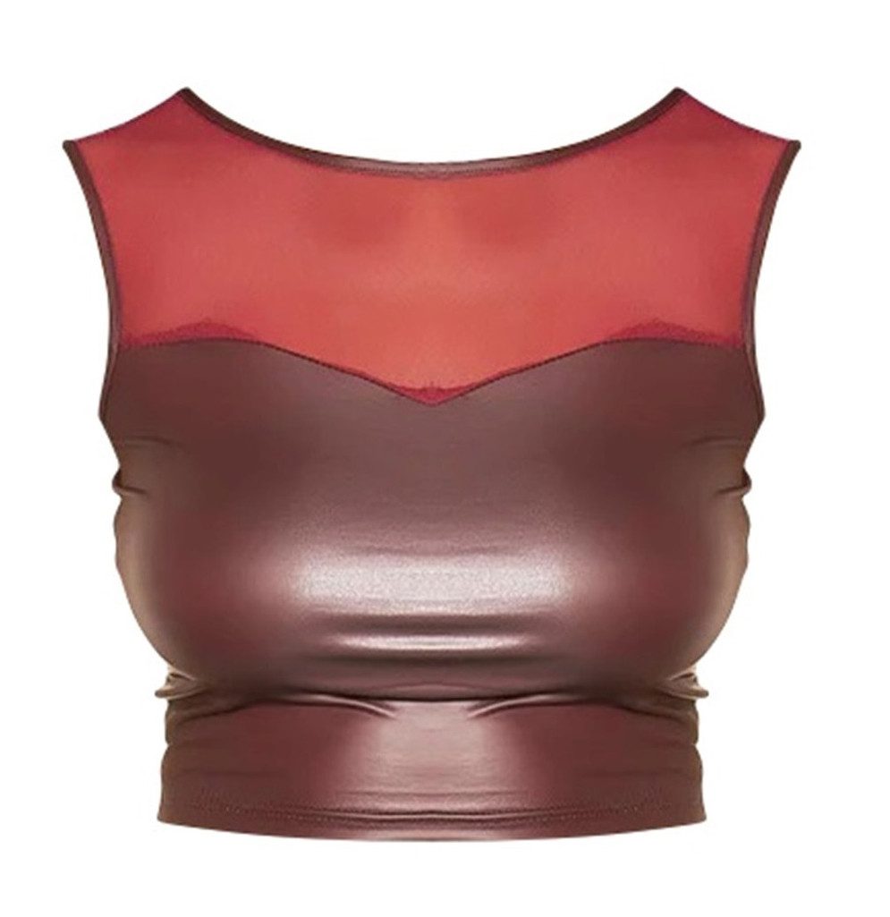 Koucla Crop-Top Wetlook Tanktop mit Mesheinsatz, günstig online kaufen