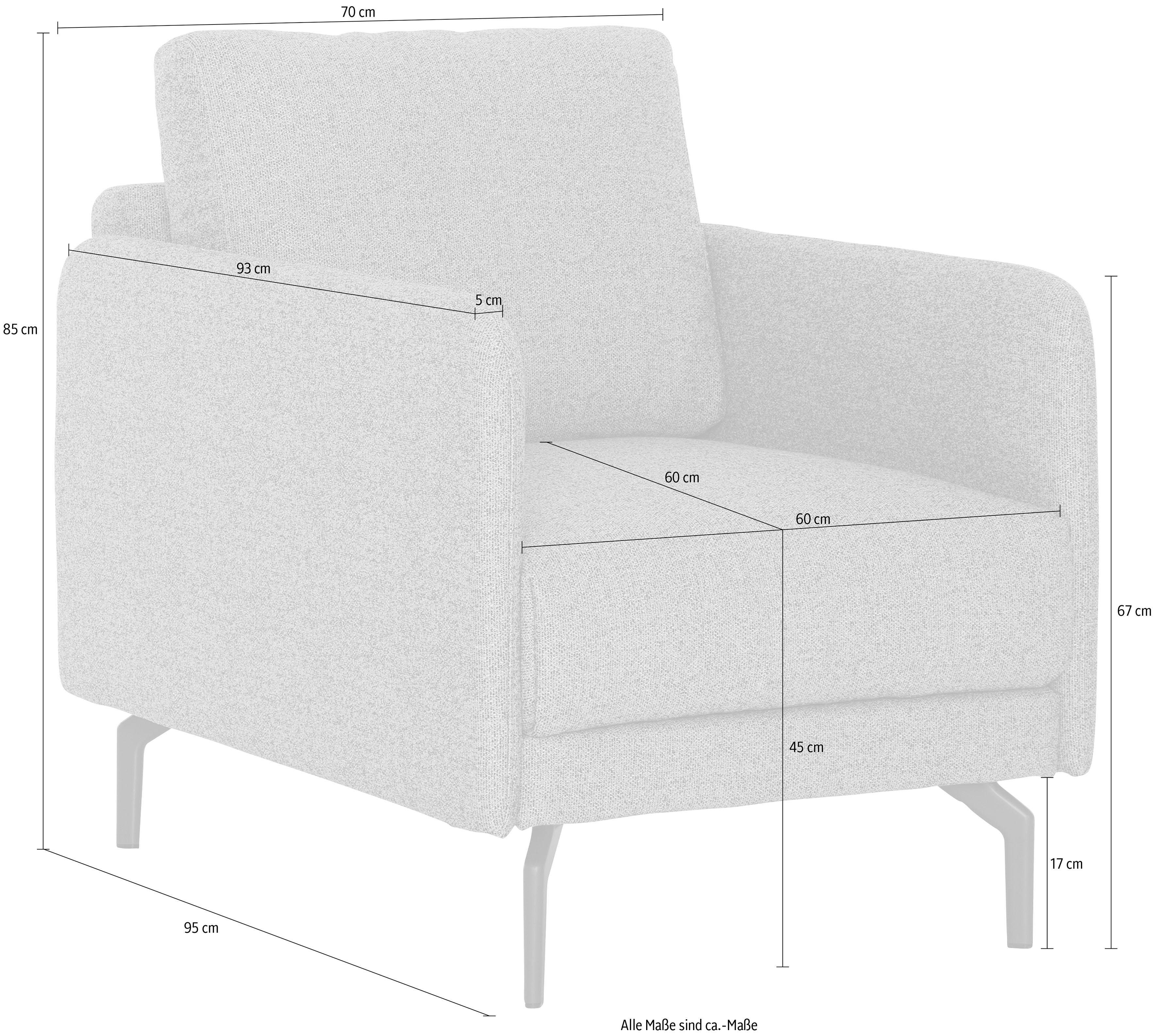 Alugussfuß schmal, hs.450, Armlehne Breite sehr sofa cm, hülsta Sessel Umbragrau 70