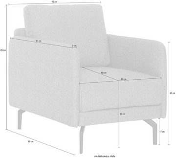 hülsta sofa Sessel hs.450, Armlehne sehr schmal, Breite 70 cm, Alugussfuß Umbragrau