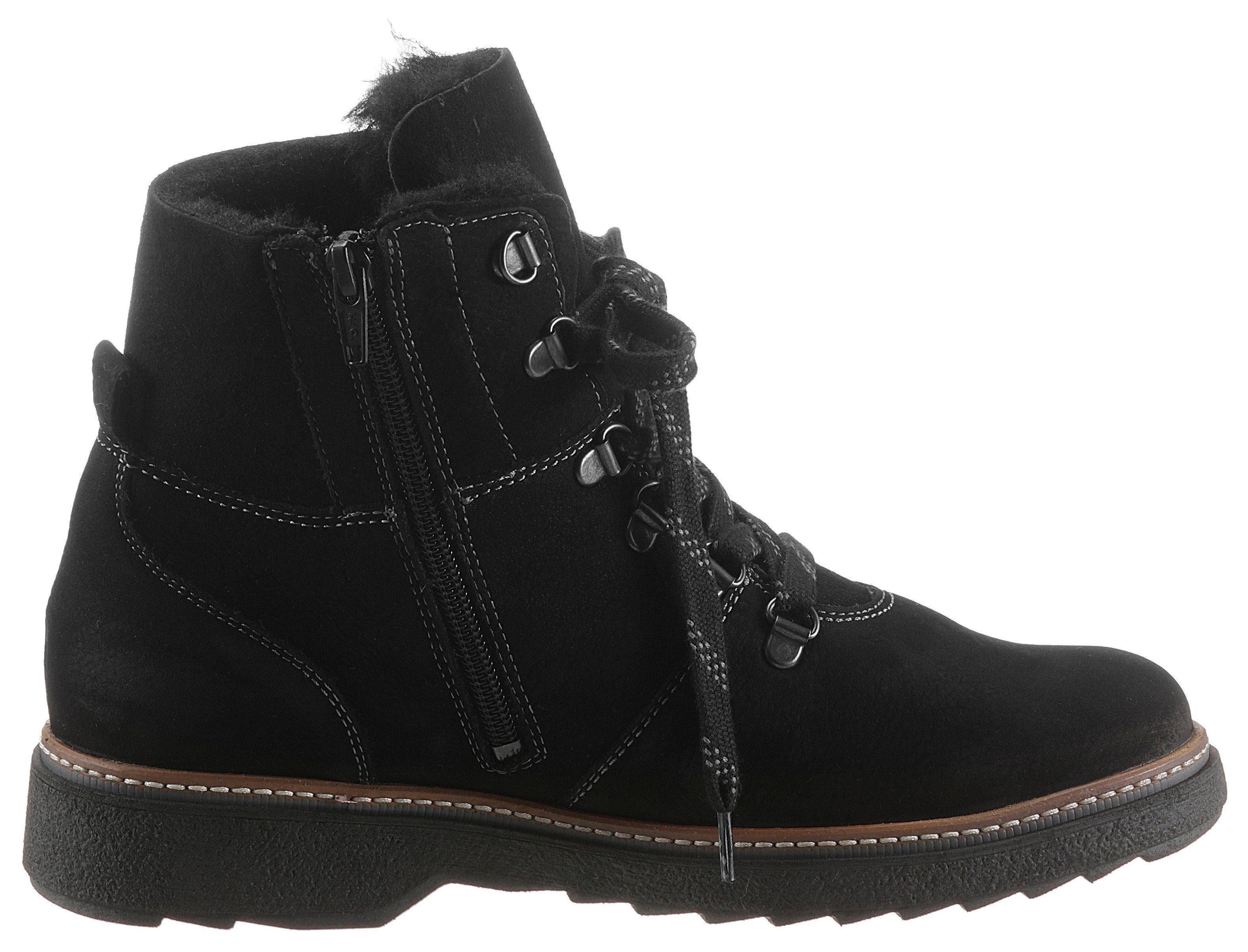 Waldläufer HITOMI Winterboots, Outdoorboots, Schnürboots mit Lammfellfutter, H-Weite