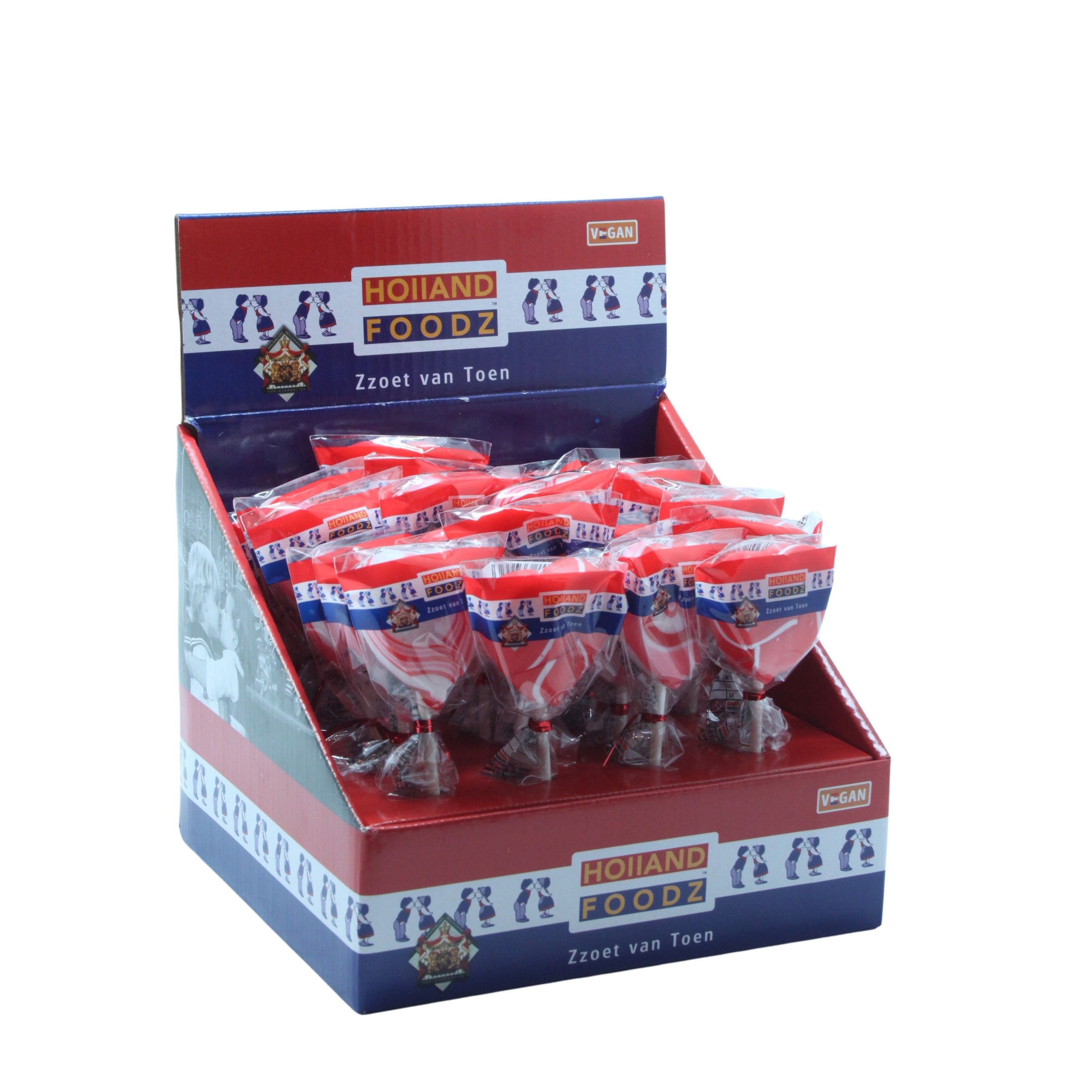Holland Foodz Süßigkeit, Holland Foodz Mini Herz Lutscher rot weiß Herz 17g 24er Display