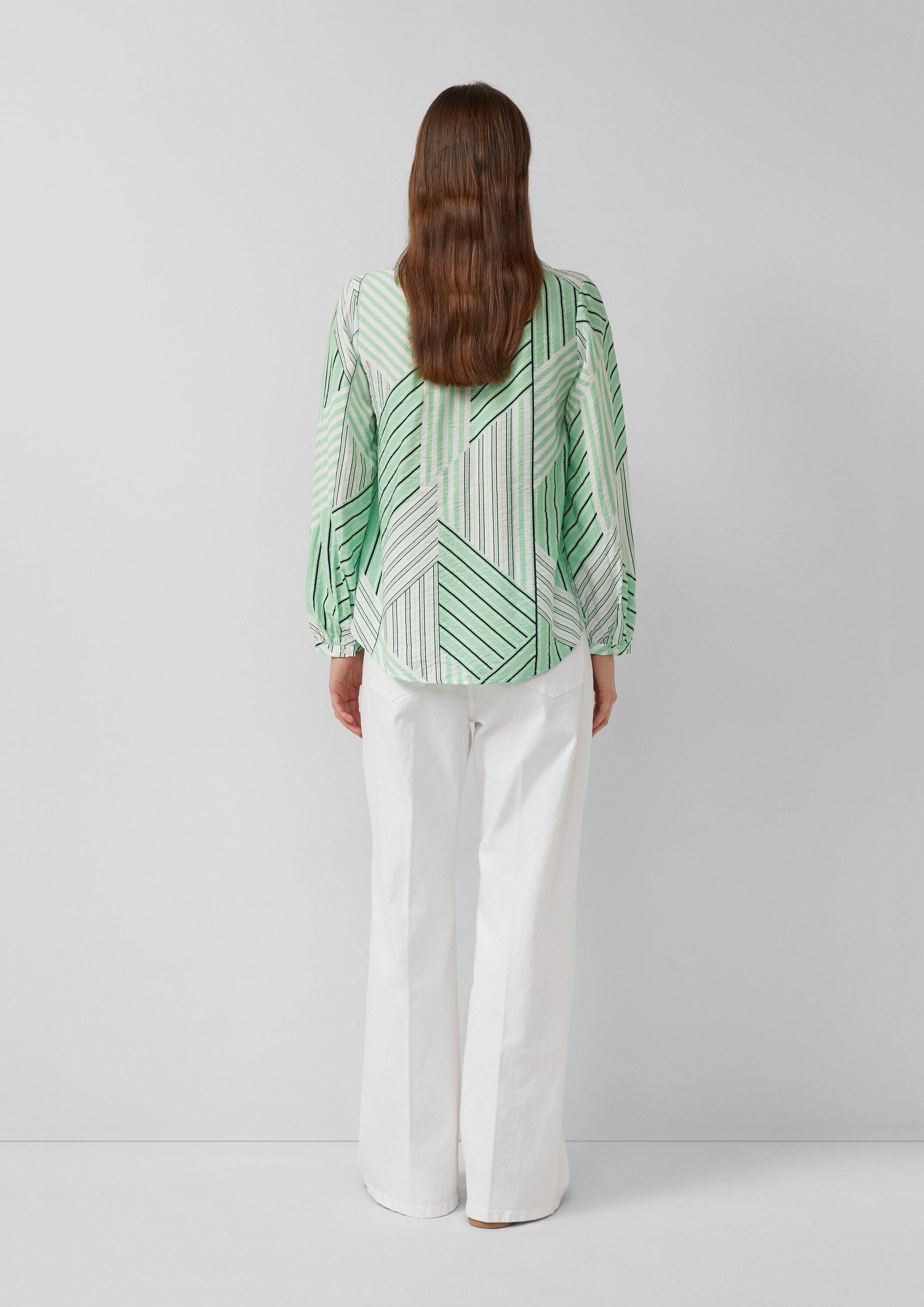 s.Oliver Langarmbluse Bluse Viskosebluse mit Raffung und All-over-Print